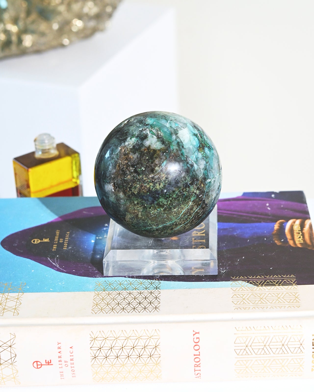 Natural Chrysocolla Crystal Sphere - 2.2lbs Healing Stone for Meditation, Home Decor & Energy Work | Perfect for Reiki, Feng Shui & Spiritual Gifts