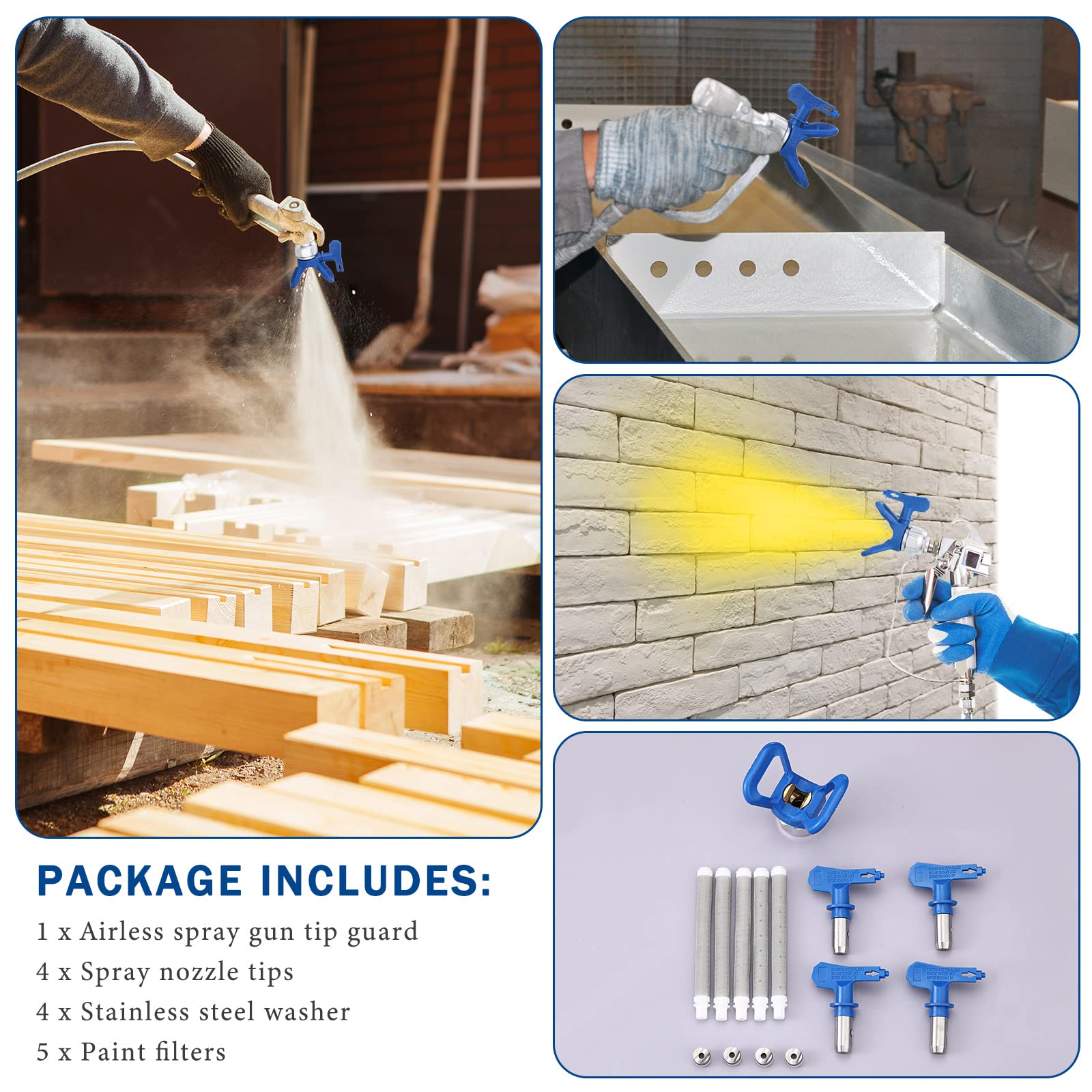 10-Piece Reversible Airless Paint Sprayer Nozzle Kit - Spray Tips, Tip Guard & Filter Replacement for Airless Spray Guns - Perfect for Home DIY Painting, Furniture Refinishing & Professional Spraying Machines