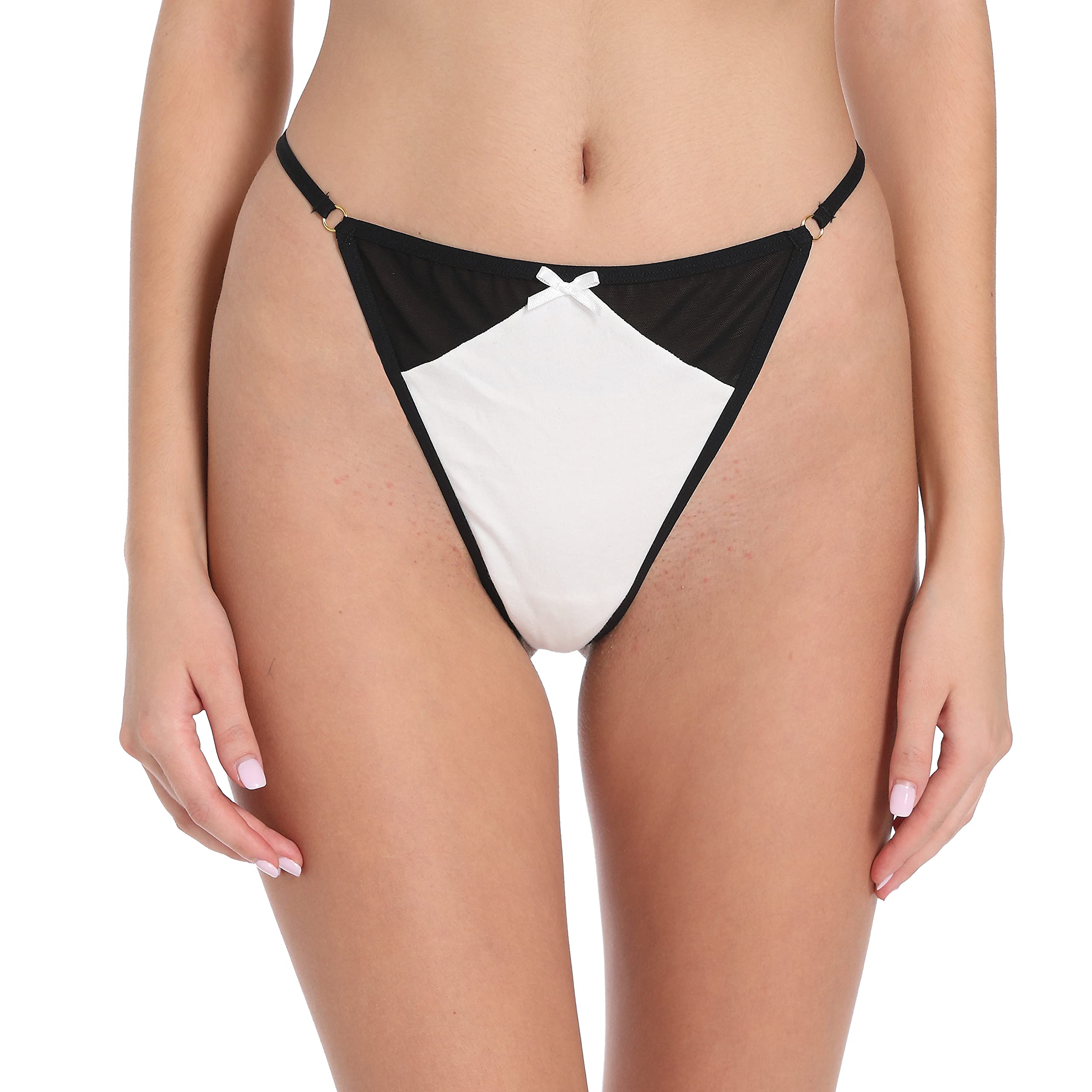 5 Pack Women's Cotton Stretch G-String Thong Underwear - Sexy No Show Bikini Panties S-2XL for Everyday Comfort & Intimate Moments