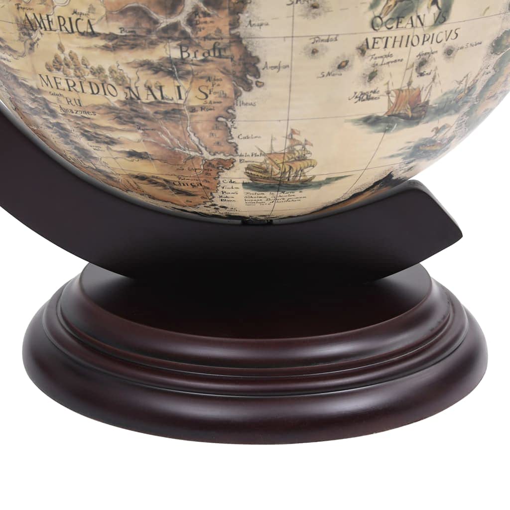 CHARMMA Tabletop Globe Bar Wine Stand - Eucalyptus Wood, White, 4.13KG - Perfect for Home Bars, Wine Cellars & Stylish Kitchen Decor