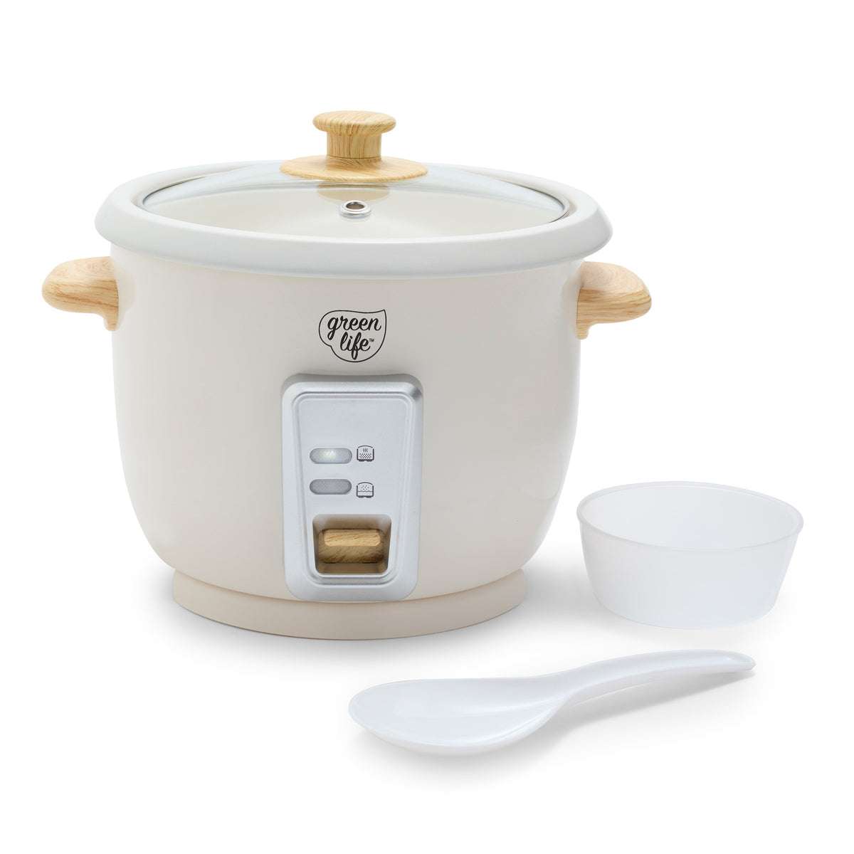 GreenLife 6-Cup Non-Stick Rice Cooker with Steamer Basket - Perfect for White Rice, Brown Rice & Vegetables | Compact & Energy Efficient for Dorms, Apartments & Small Kitchens
