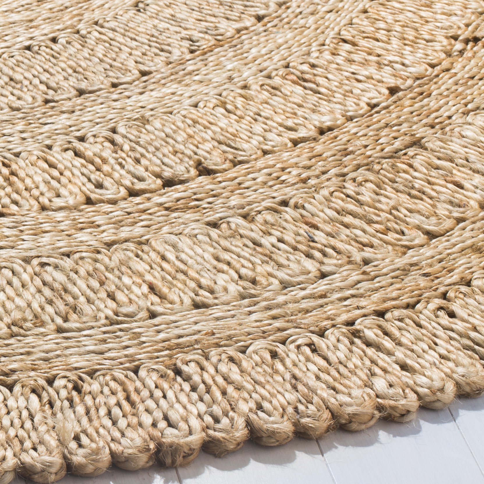 SAFAVIEH Handmade Boho Jute Area Rug 8' Round - Natural Fiber Farmhouse Rug NF356A for Living Room, Bedroom & Boho Decor