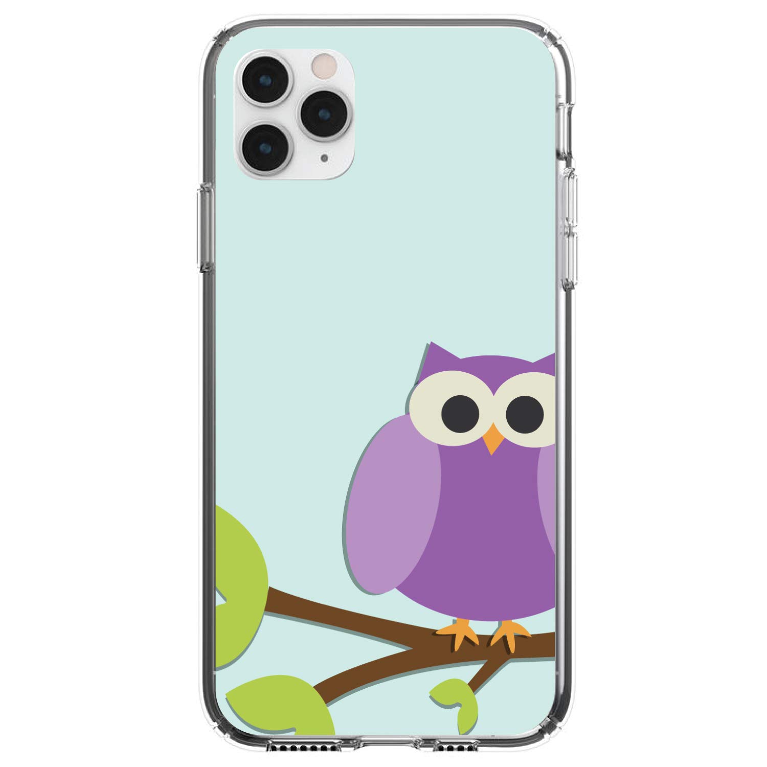 DistinctInk Clear Shockproof Hybrid Case for iPhone 13 Pro MAX (6.7 Inch) - TPU Bumper & Acrylic Back with Tempered Glass Screen Protector - Purple Owl Cartoon Design - Perfect for Daily Protection, Work, and Outdoor Activities