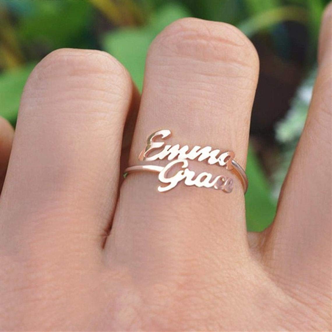 Personalized Name Rings for Women - Sterling Silver Custom Initial Rings - Engraved Mother's Jewelry - Unique Christmas Gift for Her - Perfect for Anniversaries, Birthdays & Special Occasions