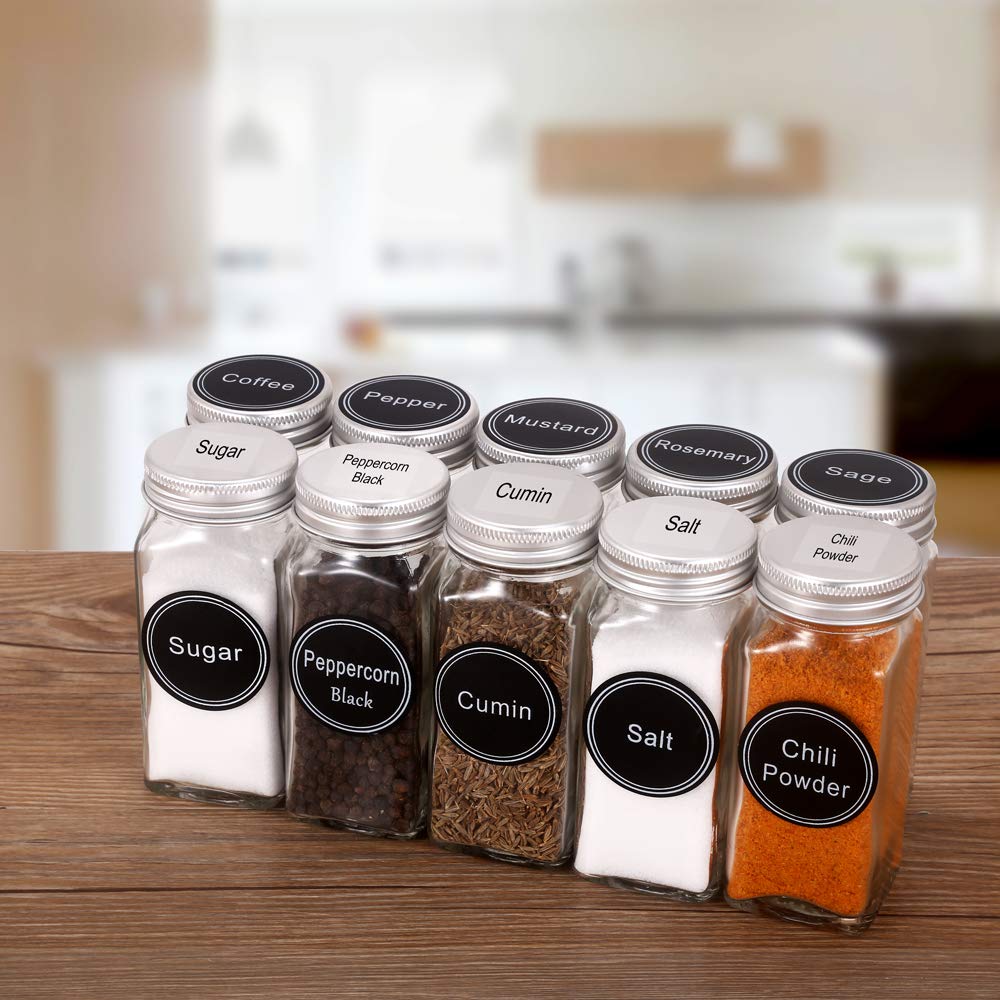 SWOMMOLY 771 Printed Spice Jar Labels with Extra Write-on Labels - Pantry Organization Stickers & Chalk Marker Pen Set for Kitchen, Spice Rack & Pantry - Includes Chalkboard & Transparent Labels for Home & Restaurant Use