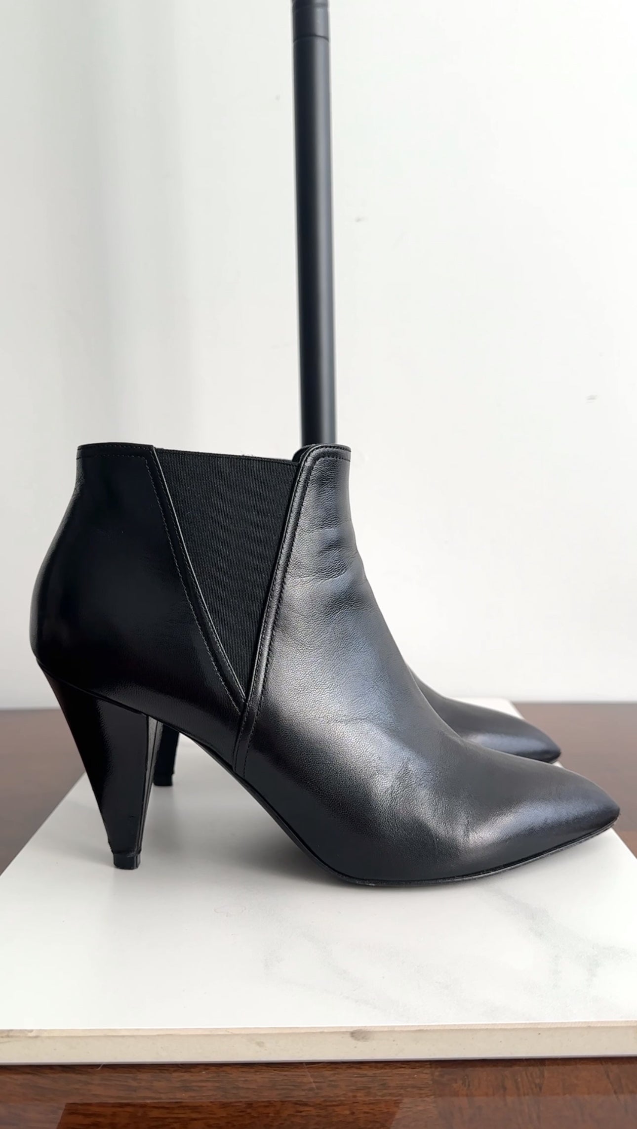 Celine Black Leather Heel Ankle Boots for Women - Stylish Chunky Heel Booties for Fall & Winter - Perfect for Office, Party & Night Out