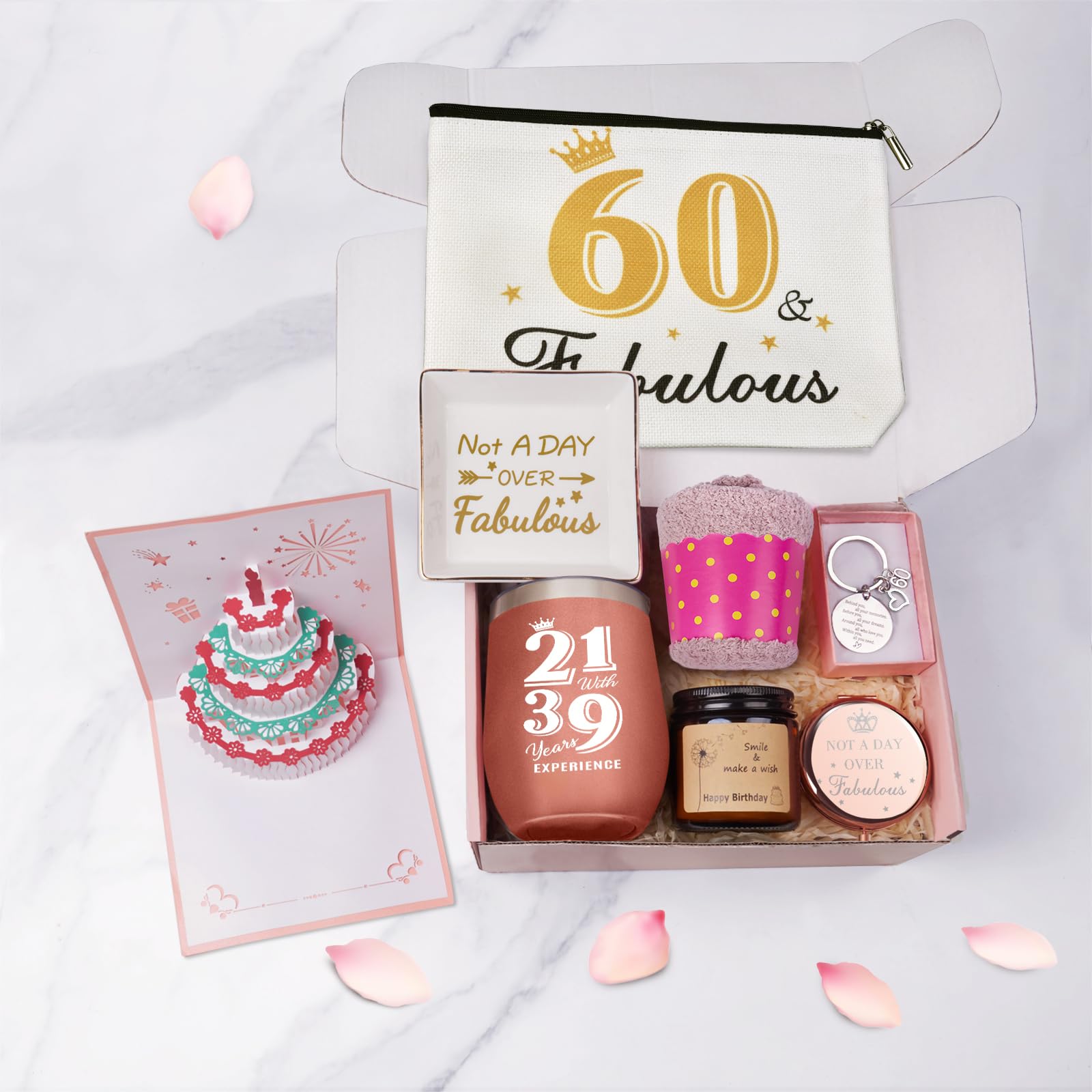 60th Birthday Gift Box for Women - Unique & Funny Present for Her, Mom, Sister, Wife, Girlfriend or Coworker | Perfect 60 Year Old Woman Birthday Gift Idea for Parties, Celebrations & Special Occasions