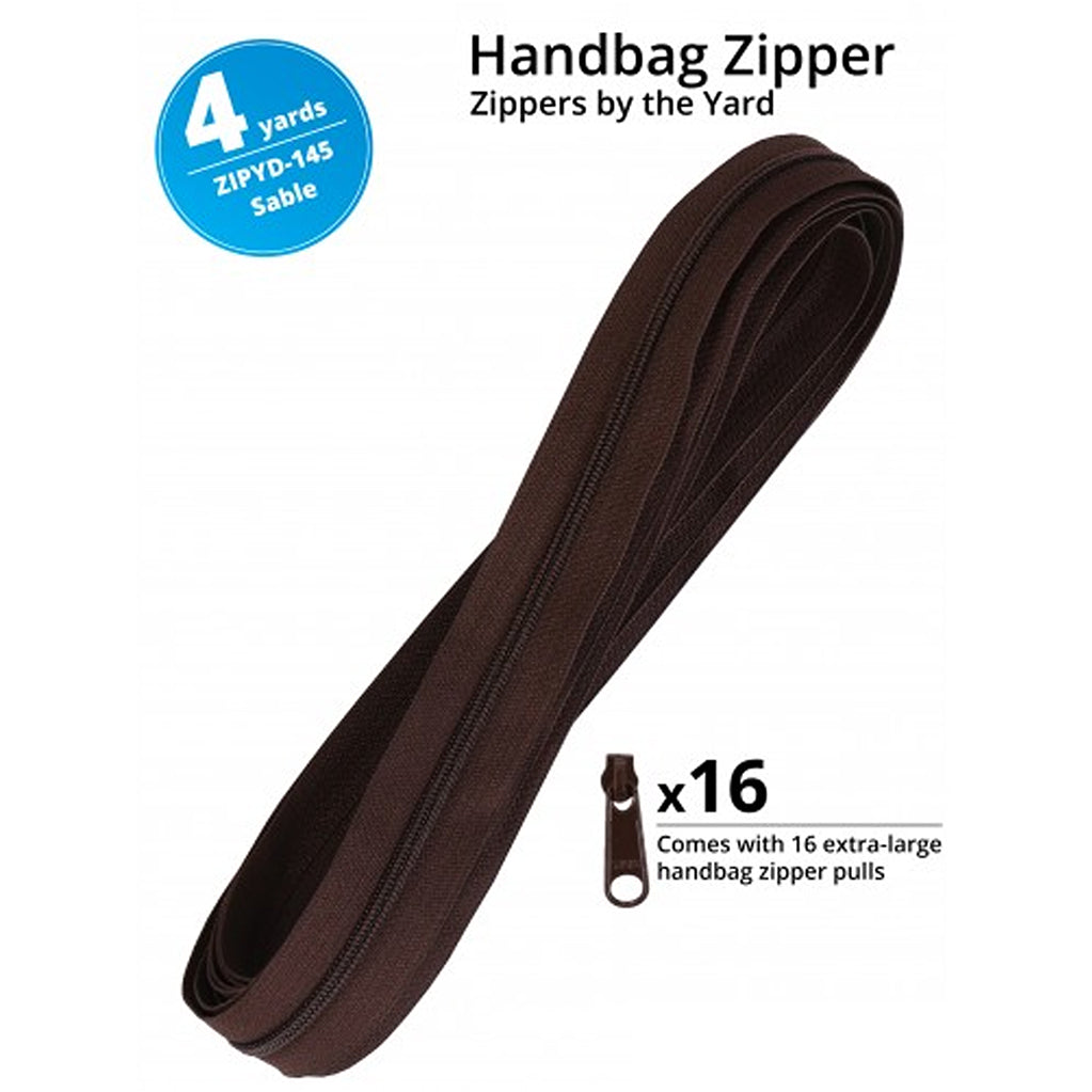 4 Yards Handbag Zipper - Premium Sable Color for DIY Purse & Bag Making - Perfect for Crafting, Sewing Projects & Fashion Accessories