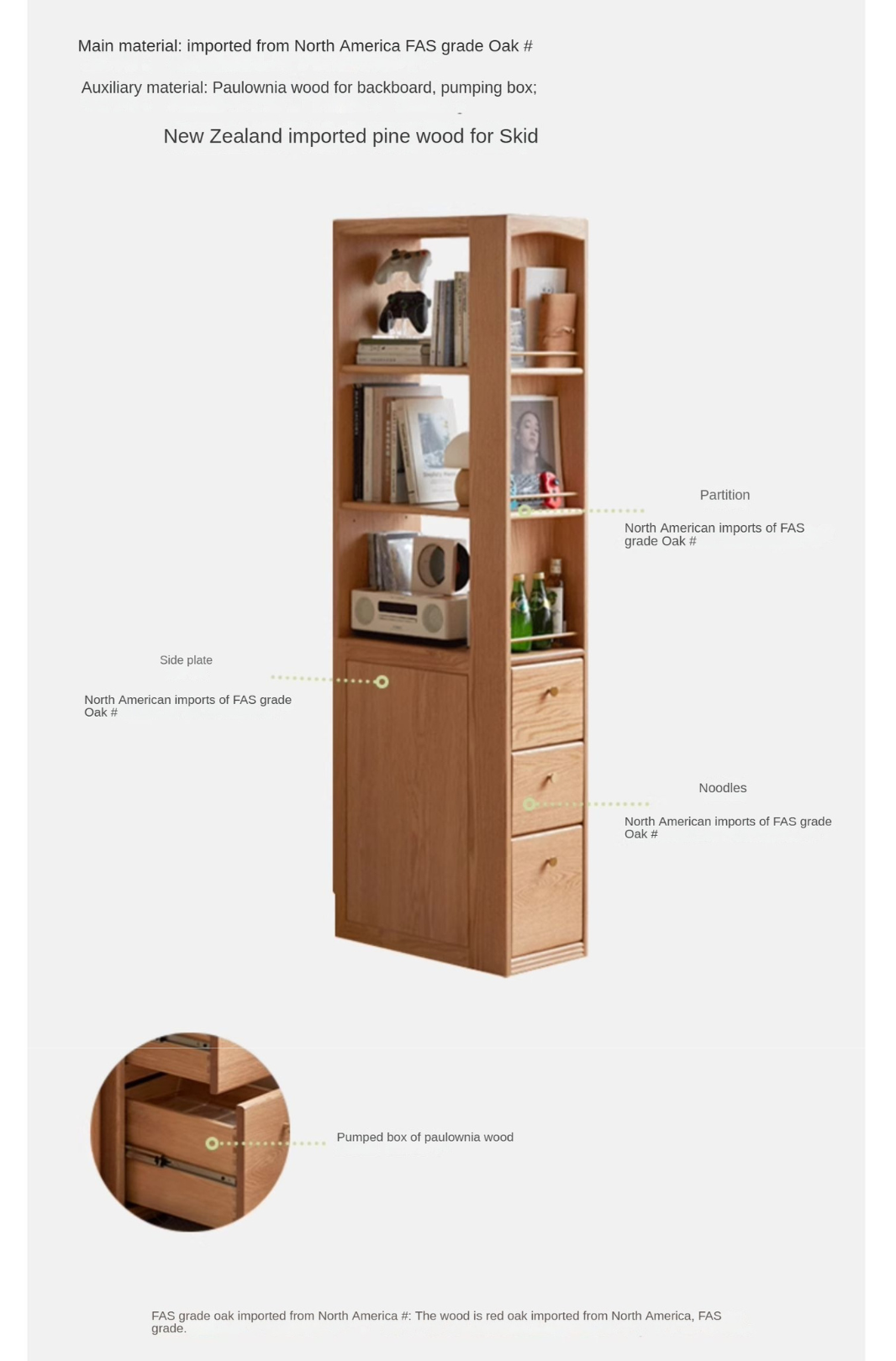 Modern Oak Solid Wood Bookcase for Study - Stylish & Durable Home Office Bookshelf - Perfect for Organizing Books, Decor & Office Supplies