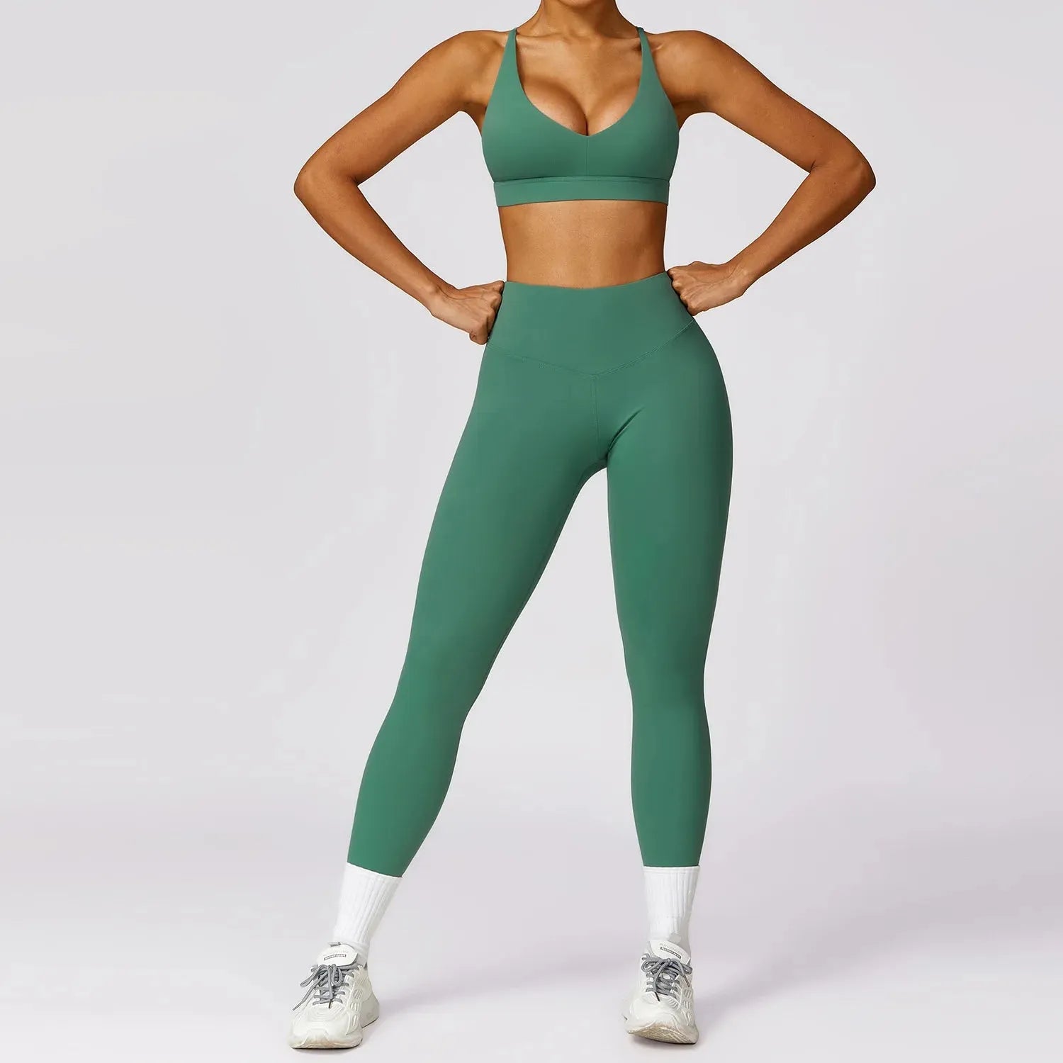 Women's 2-Piece Yoga Set - Short Sleeve Sports Bra & High Waist Gym Leggings - Workout Outfit for Fitness, Yoga & Activewear | Perfect for Gym, Running & Home Exercise