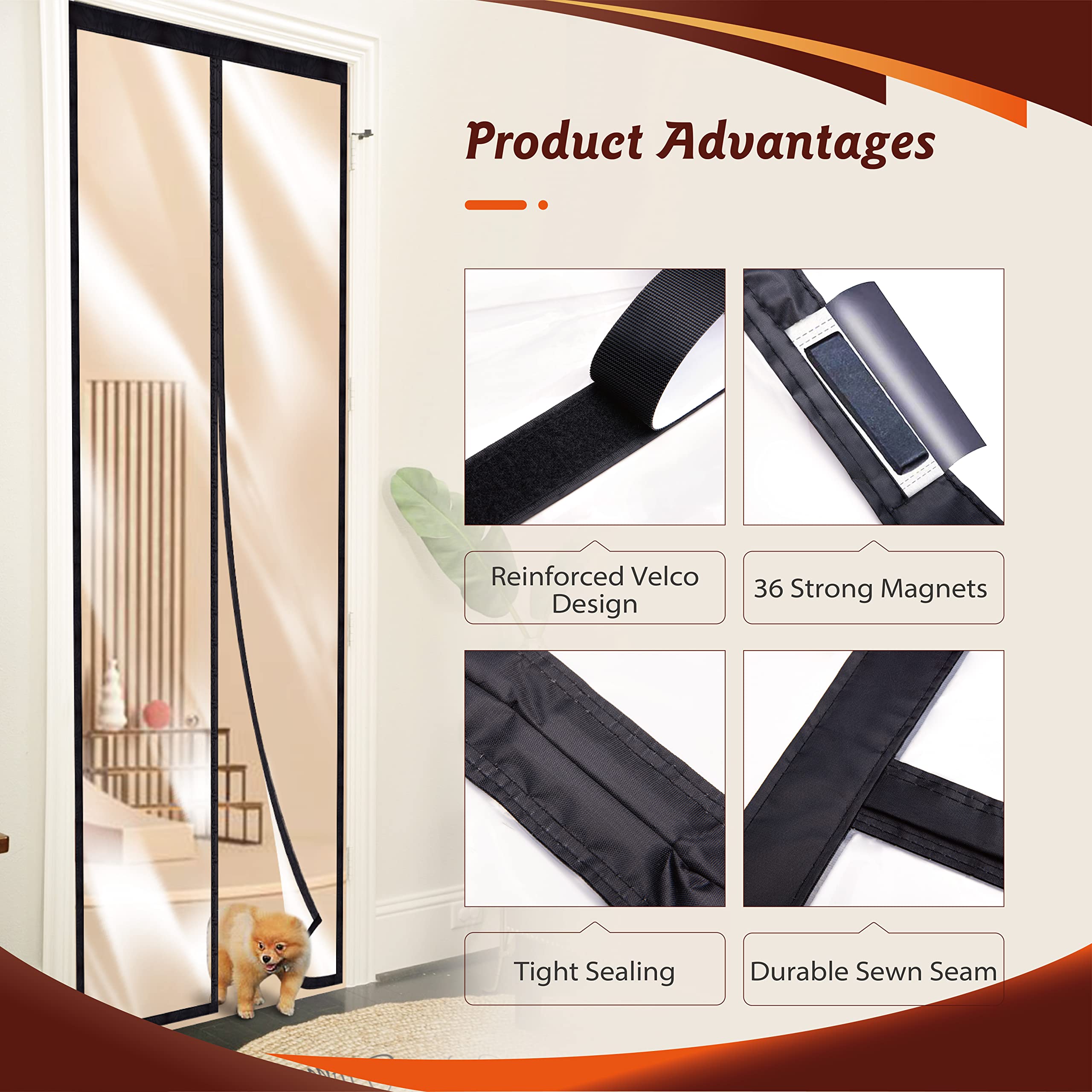 Thermal Insulated Magnetic Door Curtain - Upgraded EVA Self-Sealing Door Cover for Winter Warmth & Summer Cooling | Fits 34