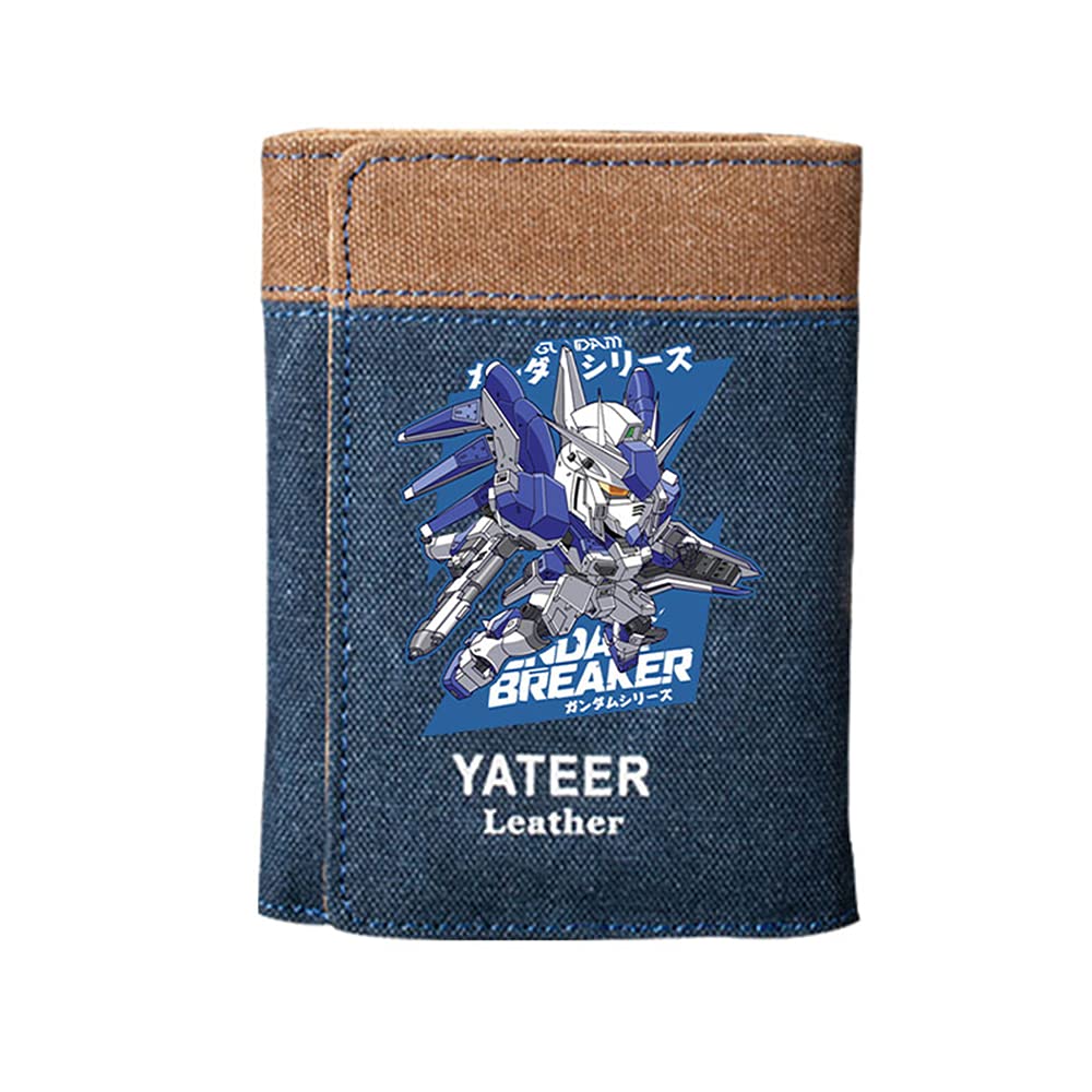 ZGMF-X20A Strike Freedom Gundam Vertical Soft Wallet - Ultra-Thin Large Capacity Waterproof Canvas Wallet for Men & Women - Anti-Aging Durable Design - Perfect for Students, Office & Travel (Blue, 11.3x8x1.5cm)