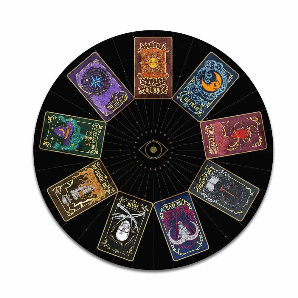 Non-Slip Round Mouse Pad - WIRESTER Tarot Style 3 Gaming Mousepad for PC, Laptop, Office & Home Use | Perfect for Work, Gaming & Computer Desks