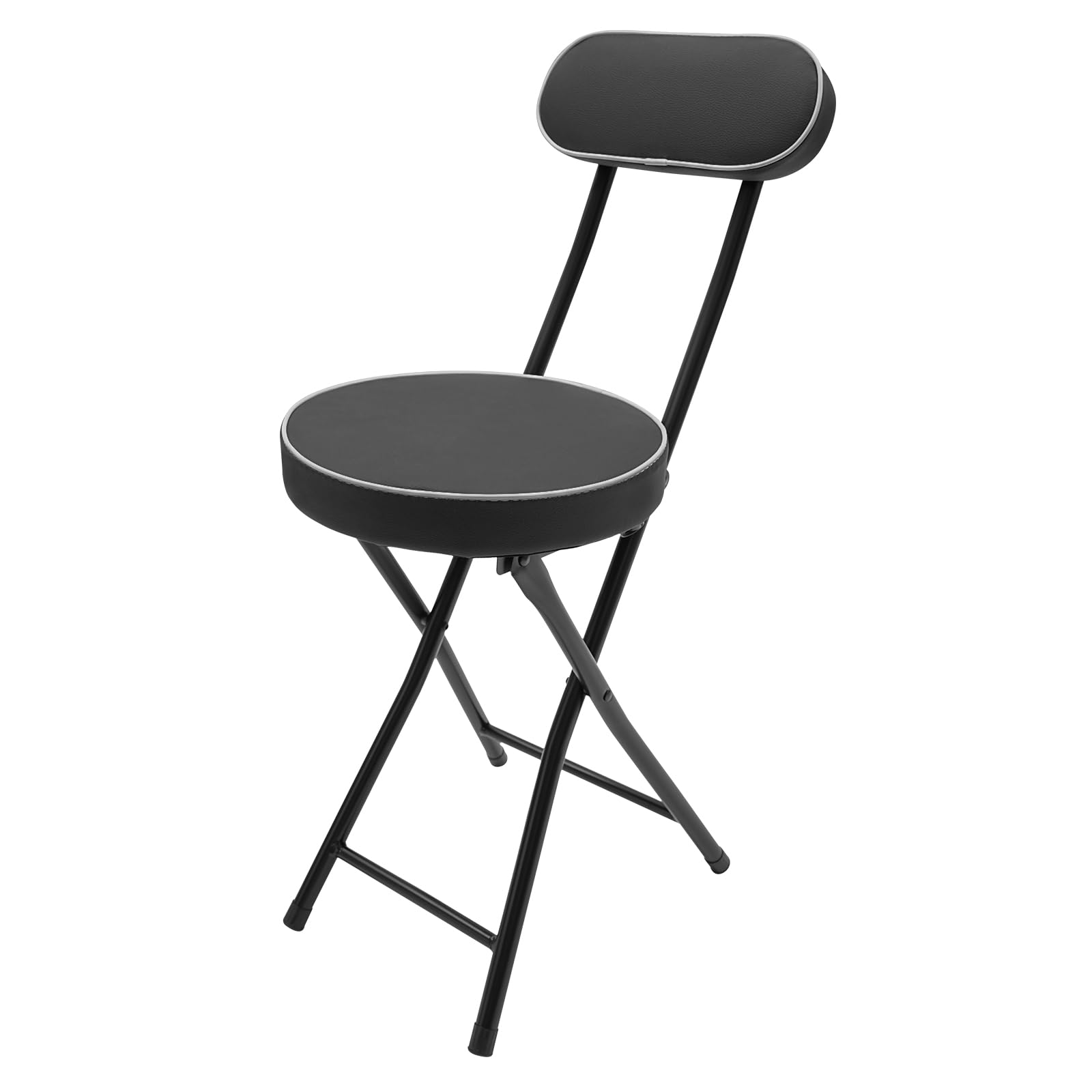 LOYALHEARTDY 4 Pack Foldable Stool with Backrest & Cushion - 18.9 Inch Portable Padded Bar Stool for Camping, Kitchen, Home Office, Outdoor, Parties & Events (Black)