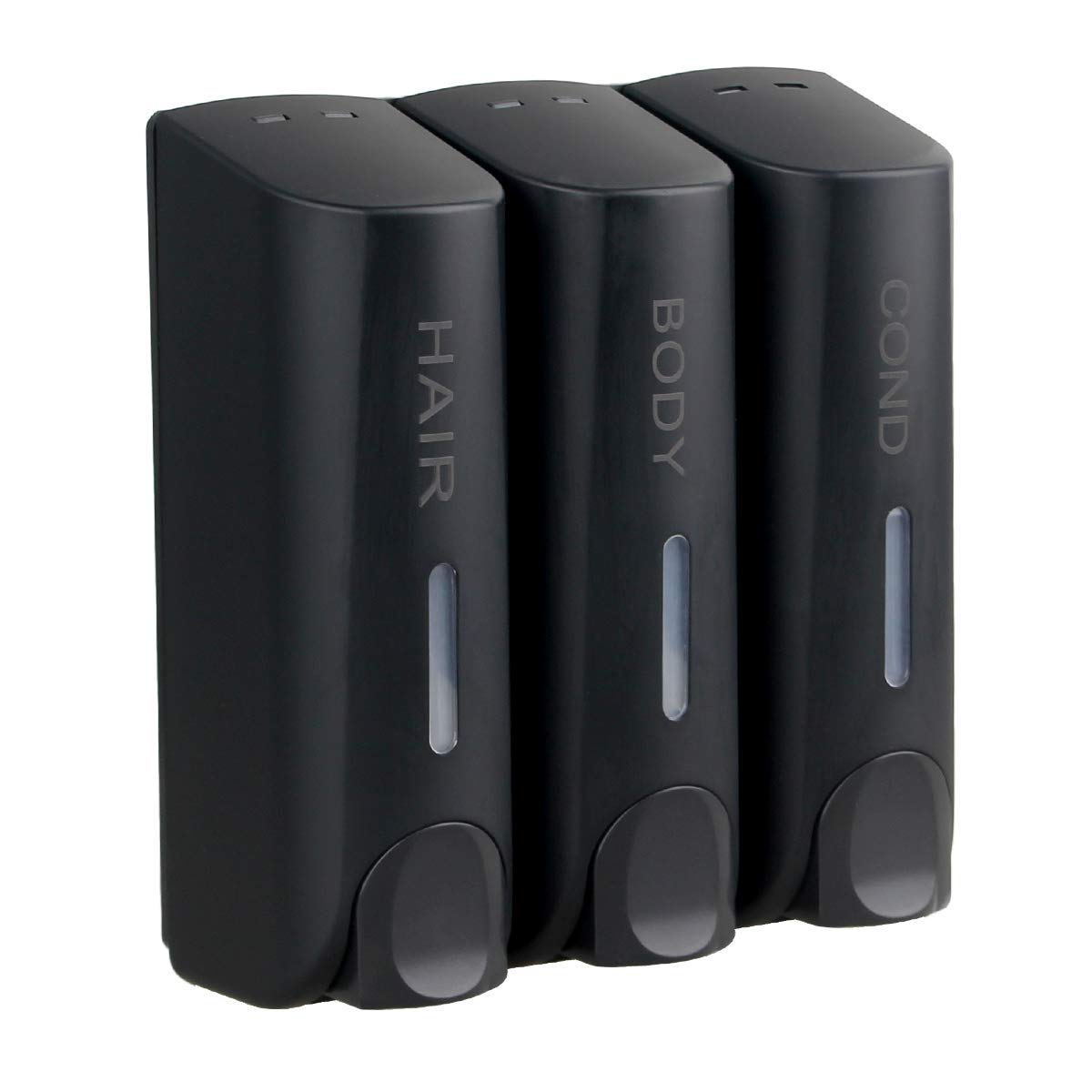 Wall Mounted Shampoo Conditioner Body Wash Dispenser Set - No Drill Bathroom Soap Dispenser Trio for Showers, Hotels & Home Use - Black (Ideal for Spa-Like Bathroom Organization & Guest Convenience)