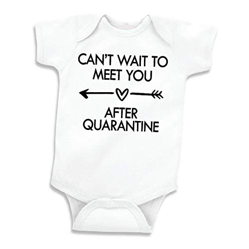 Bump and Beyond Designs Quarantine Pregnancy Announcement T-Shirt - Can't Wait to Meet You Baby Shower Gift for Expecting Moms - Perfect for Gender Reveal, Maternity Photos & Social Media Announcements