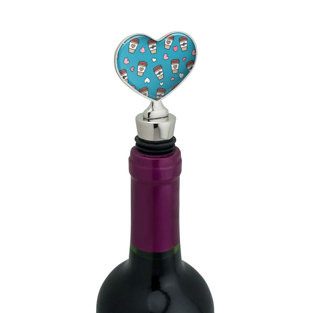 Cute Coffee Lover Travel Mug with Heart Pattern - Insulated Wine Bottle Stopper for Hot & Cold Drinks - Perfect for Office, Picnics and Gifts