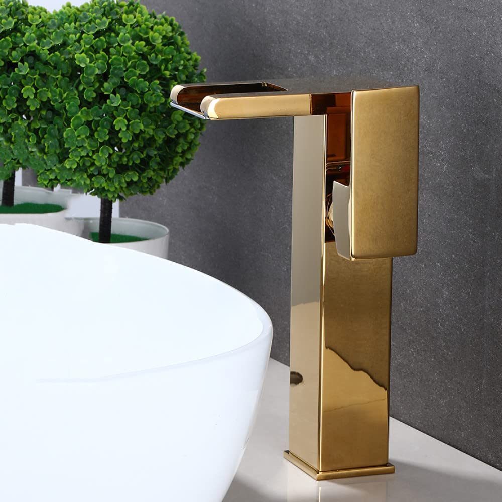 Premium Black LED Basin Faucet - Tall & Short Single Handle Bathroom Sink Faucet with Hot/Cold Water Mixer in Gold Finish - Perfect for Modern Bathrooms, Luxury Hotels & Spa Resorts