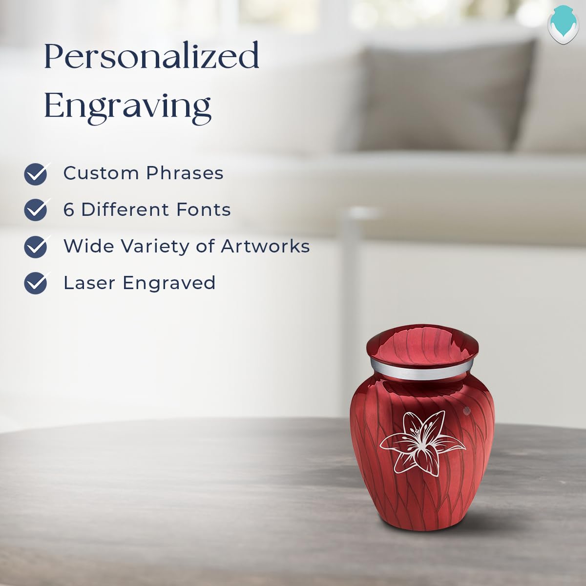 Elegant Embrace Lily Keepsake Cremation Urn - Pearl Candy Red | Memorial Urn for Ashes | Perfect for Home Display, Funeral Services & Memorial Ceremonies