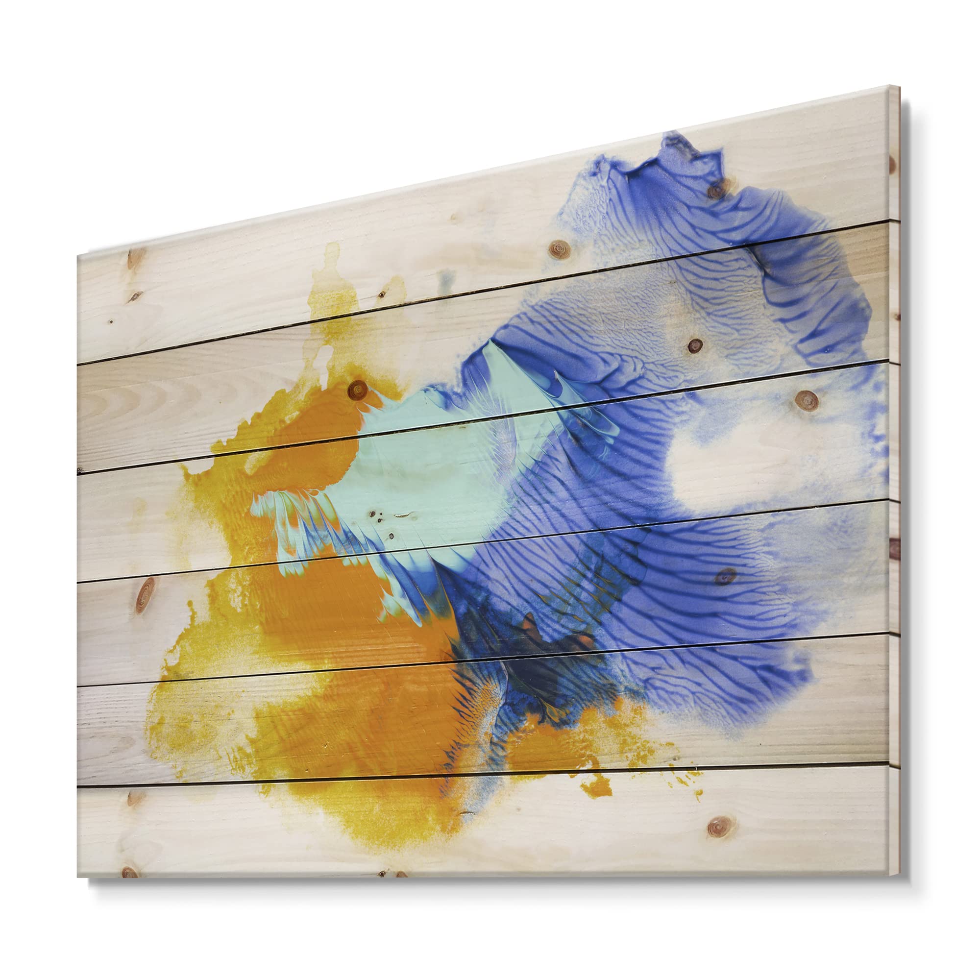 Modern Abstract Blue & Orange Clouds Wood Wall Art - Large Contemporary Wood Wall Decor Panels Printed on Natural Pine - Perfect for Living Room, Bedroom & Office Decor