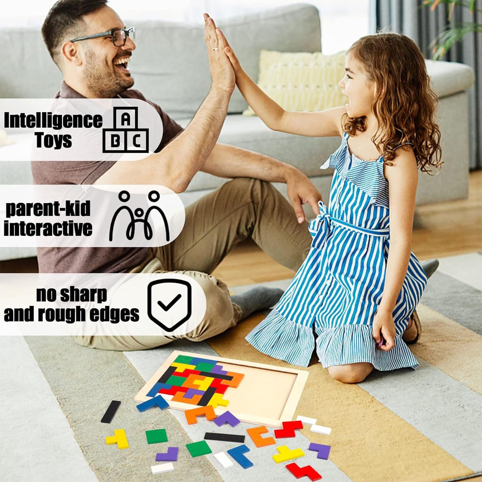 3 Otters Wooden Blocks Puzzle - Russian Brain Teaser & Montessori STEM Toys for Kids Ages 4-6 - Educational Gift Set (2 Pack) - Perfect for Birthday Presents, Classroom Activities & Stocking Stuffers