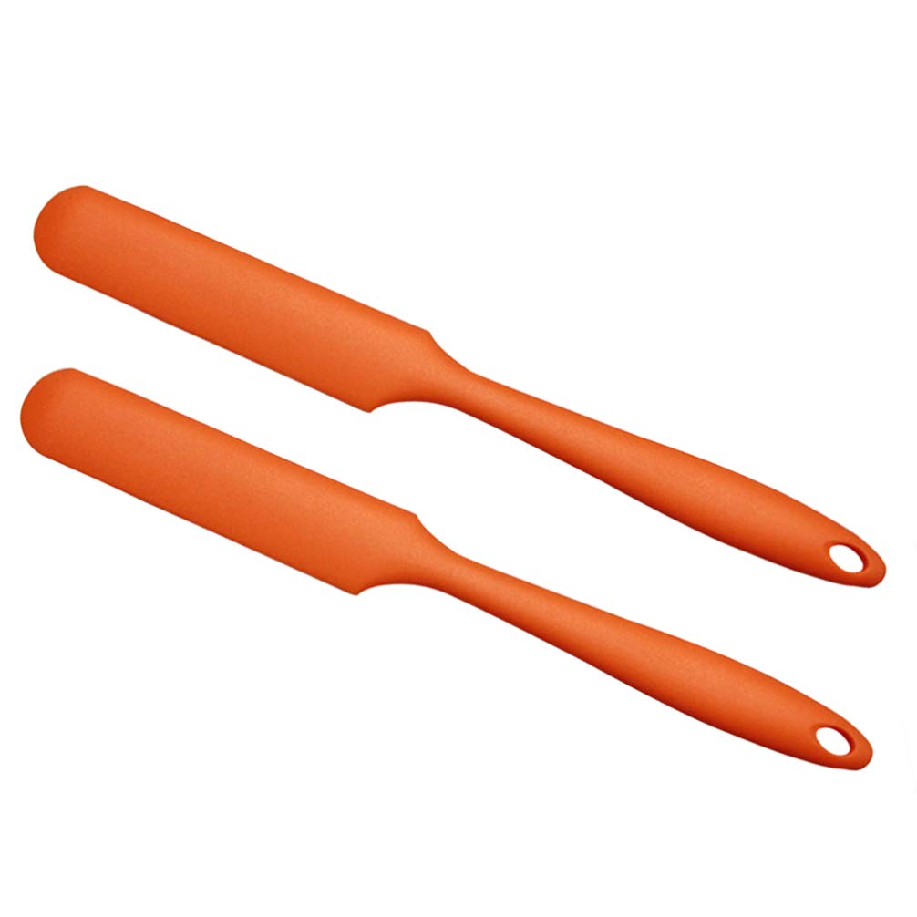 DOITOOL 2-Piece Mini Silicone Spatula Set - Flexible Non-Stick Cake Scraper, Butter & Cream Spreader - Perfect for Baking, Frosting, Decorating Cakes & Desserts (Orange)