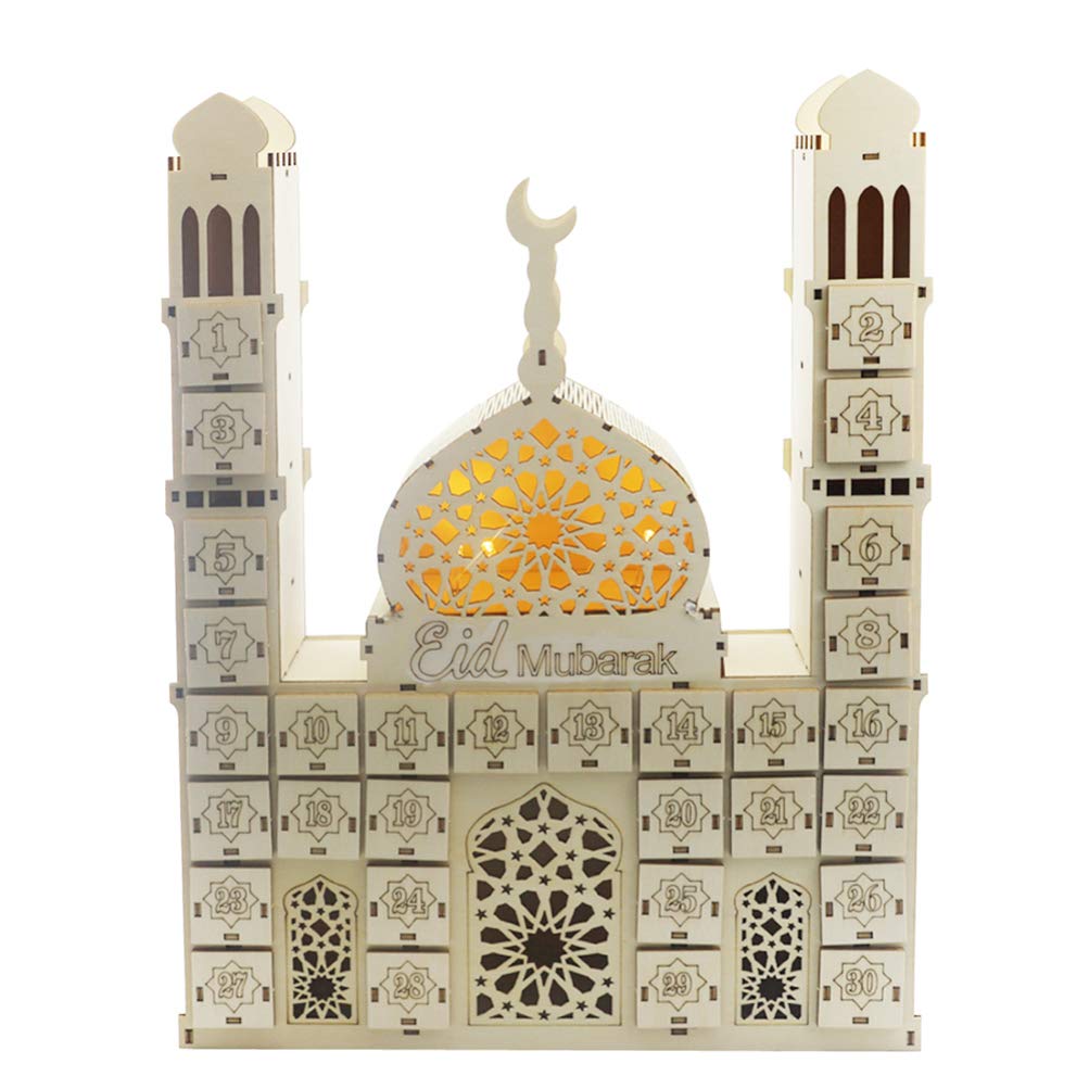 EXCEART Wooden Ramadan Countdown Calendar 2021 - Eid Mubarak Advent Calendar for Muslim Ramadan Party Decorations | Perfect for Home, Mosque & Islamic Holiday Celebrations