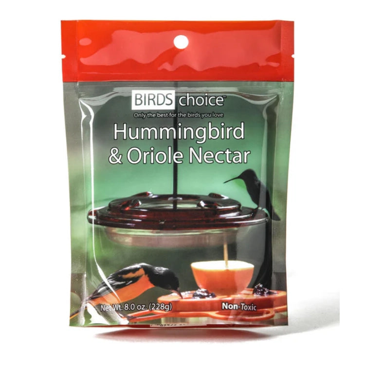 Hummingbird and Oriole Nectar - 8 oz Resealable Pouch for Bird Feeders | Natural Sugar Water for Wild Birds | Perfect for Outdoor Garden & Backyard Bird Watching