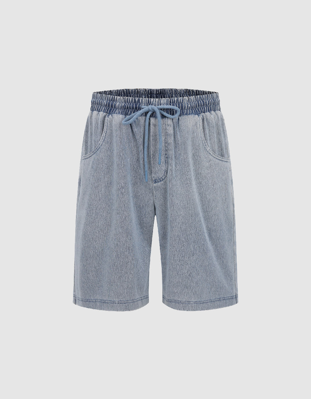 Women's High Waist Denim Shorts with Drawstring - Comfortable Stretch Denim Summer Shorts for Casual Wear, Beach, and Travel