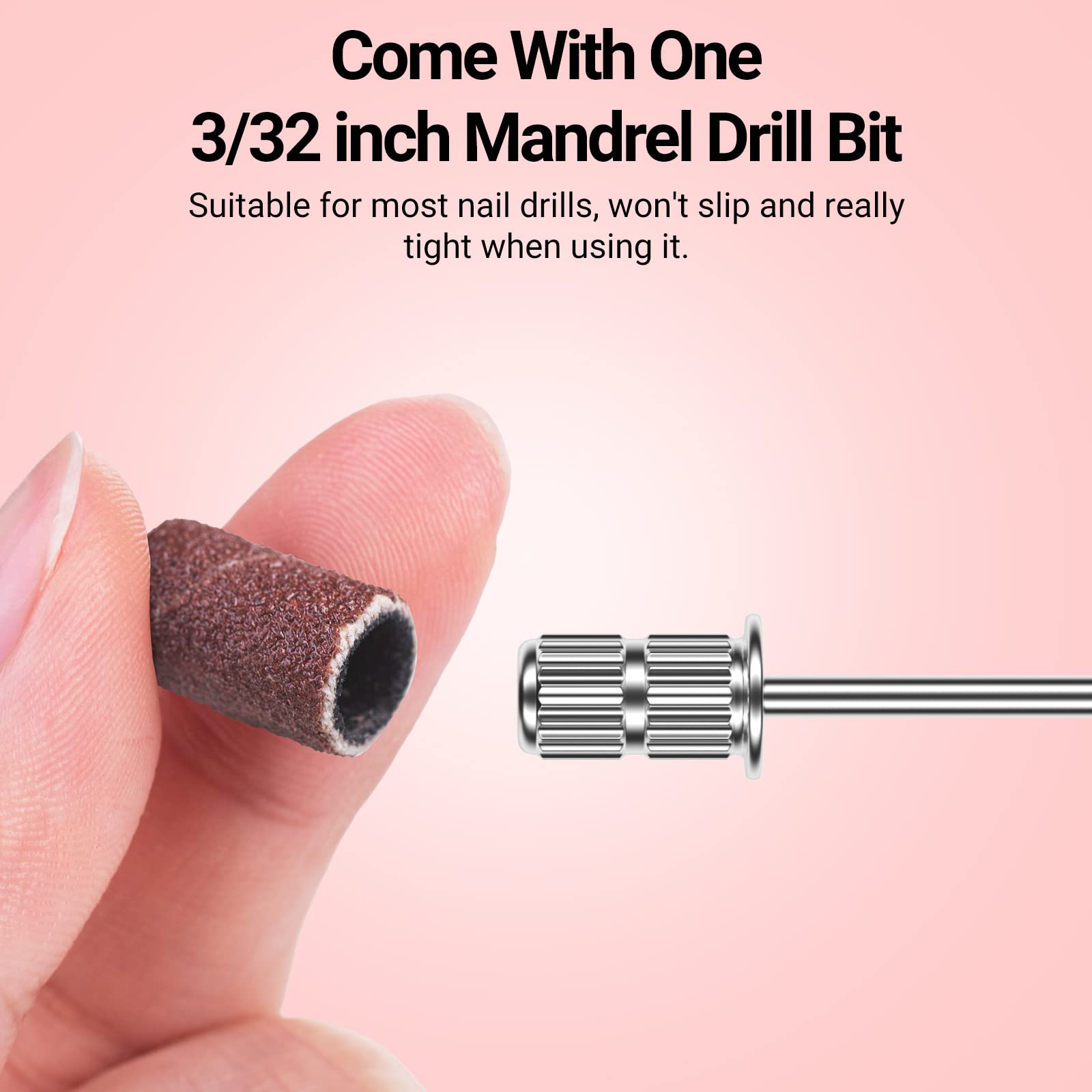 MelodySusie 100 Pcs Nail Drill Bits Sanding Bands - 150 Medium Grit Nail File Sanding Bands for Acrylic Nails, Gel Manicures & Pedicures | Professional Nail Art Tools for Salon & Home Use