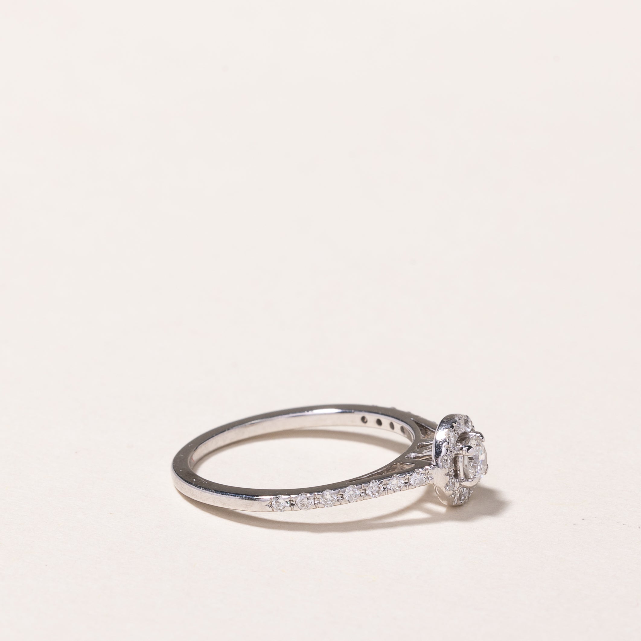 10K White Gold Diamond Halo Engagement Ring 0.40ctw Size 5 - Perfect for Proposals, Anniversaries & Bridal Jewelry Gifts