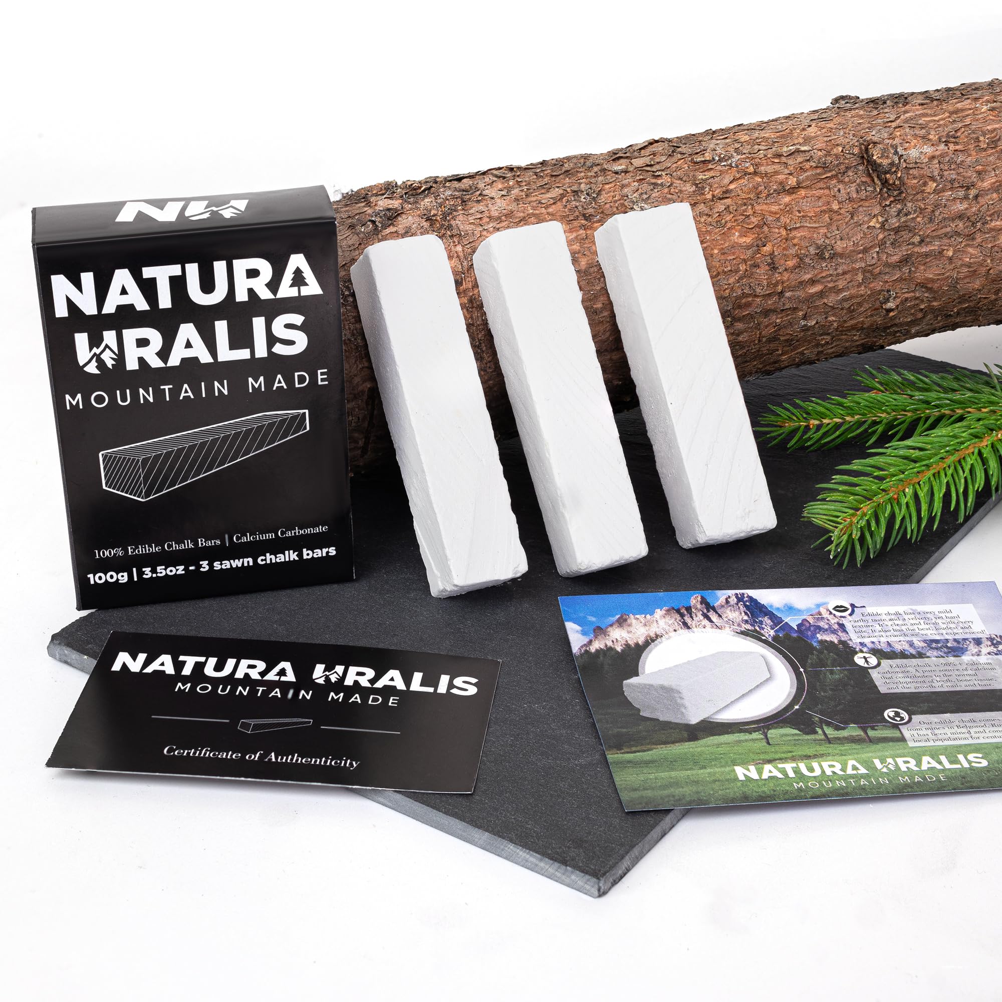 Premium Belgorod Sawn Chalk Bars - 3.5 oz Natural White Chalk (3-Pack) for ASMR, Drawing & Writing | Smooth Velvety Texture, High Calcium Carbonate Content | Perfect for Artists, Teachers & Sensory Play