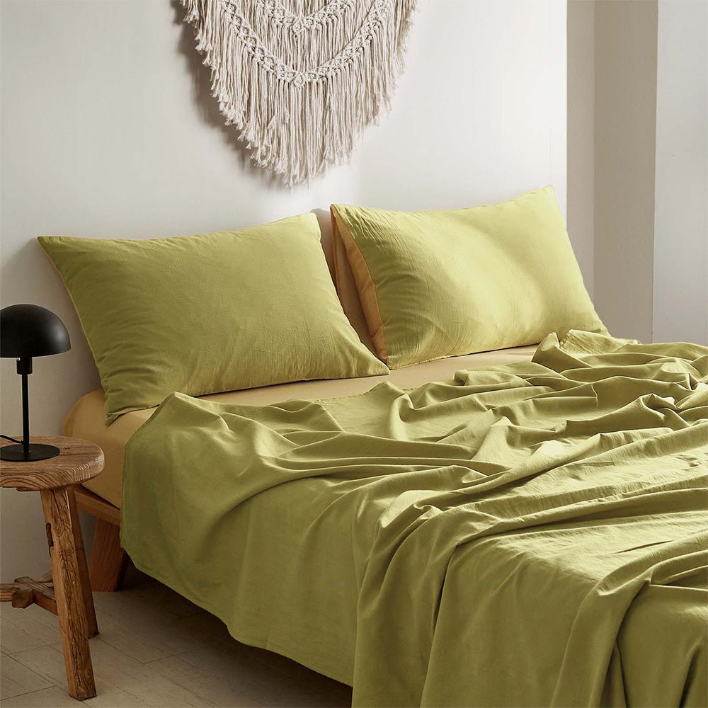Premium 100% Cotton Yellow Sheet Set - Single Size Bed Sheets with Flat Sheet & Pillowcase - Soft & Breathable for Comfortable Sleep - Perfect for Guest Rooms, Dorms & Cozy Bedrooms