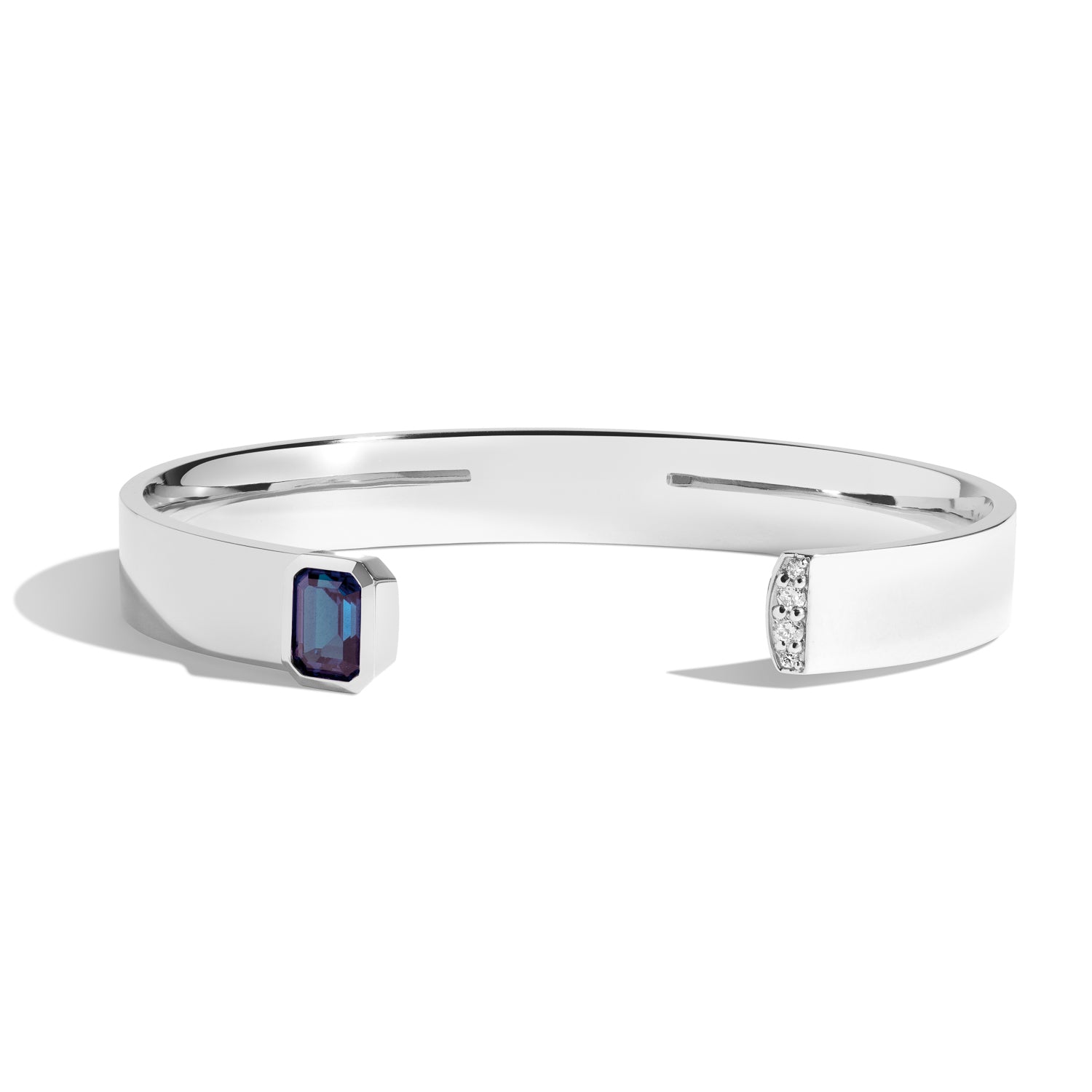 Emerald Cut Cuff Bracelet with Pavé Diamonds - Elegant Jewelry for Women, Perfect for Weddings, Parties & Special Occasions