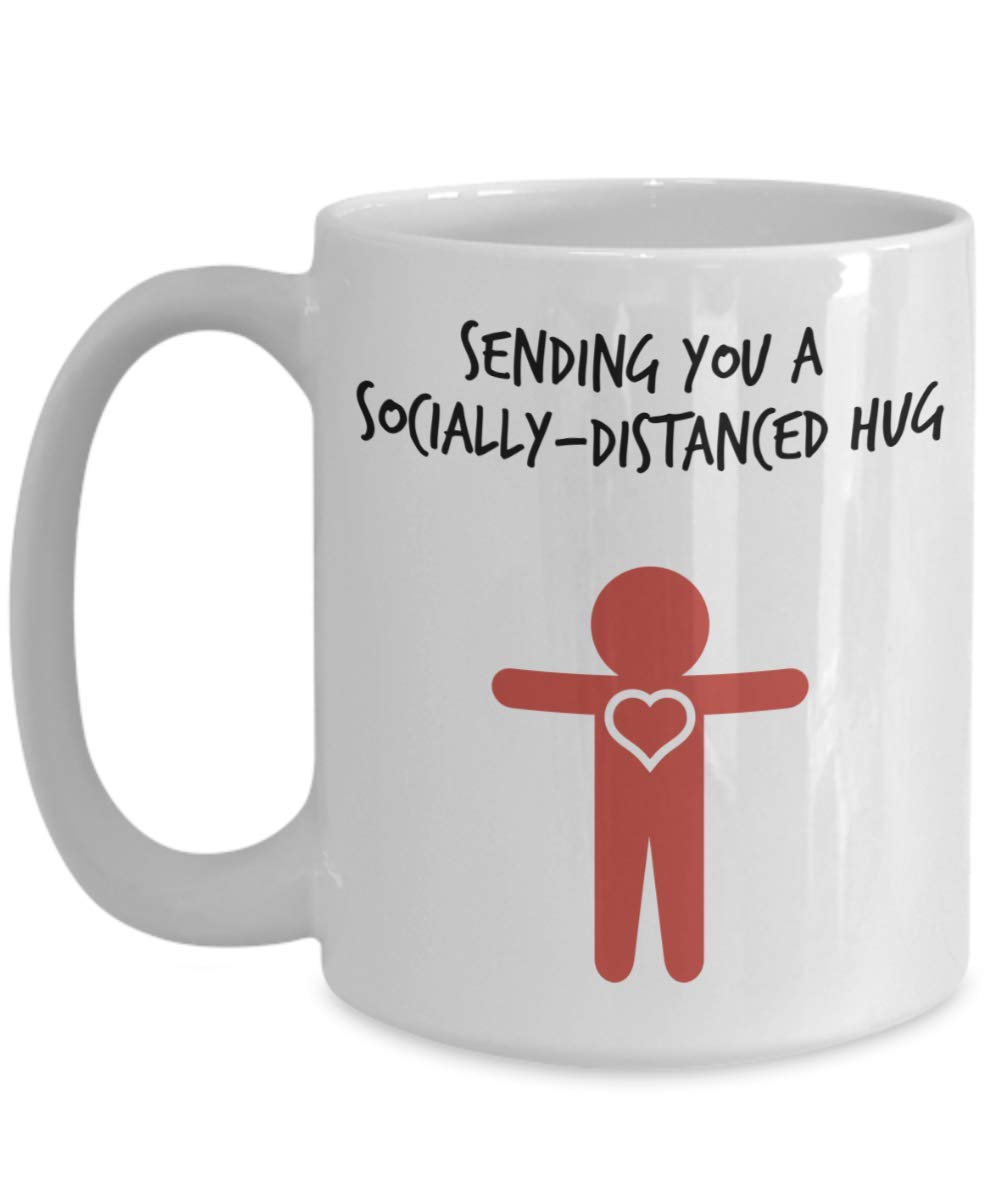 Heartwarming Best Friend Mug - Socially Distanced Hug Coffee Cup - Unique Friendship Gifts for Women, BFF, Sister - Best Friend Birthday Present - Perfect for Coffee Lovers & Long-Distance Friends