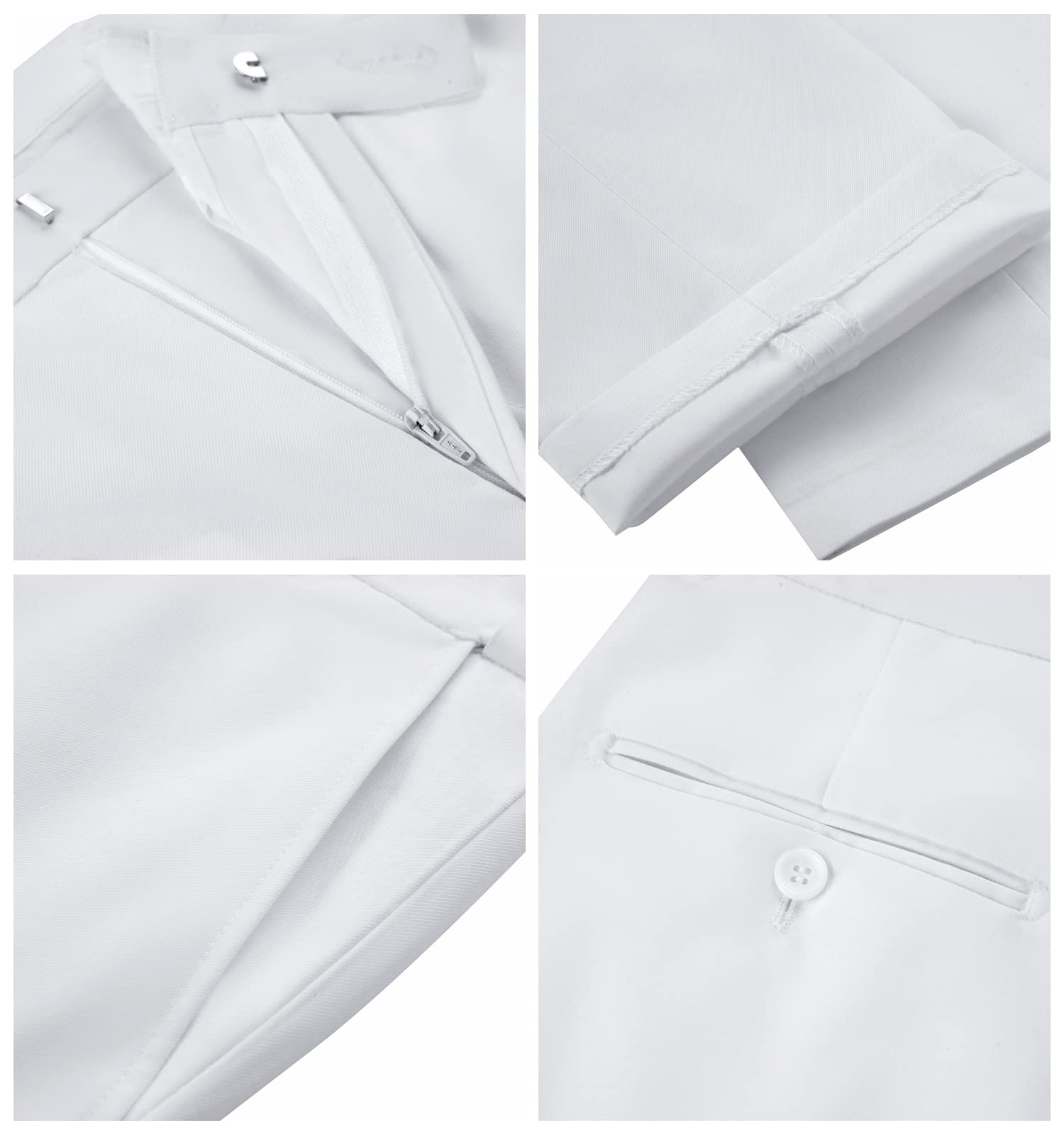Men's Slim Fit Suit Pants - Black Formal Dress Pants for Wedding, Groomsmen & Business | Flat Waist, Expandable Comfort | Classic Separates for Office, Cocktail Parties & Special Occasions