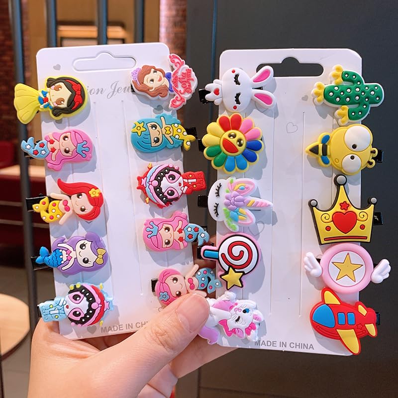 FAVELA™ 20-Pack Mini Emoji & Cartoon Hair Clips for Kids - Cute Smiley Face Barrettes for Girls & Toddlers - Fun Hair Accessories for School, Parties & Daily Styling
