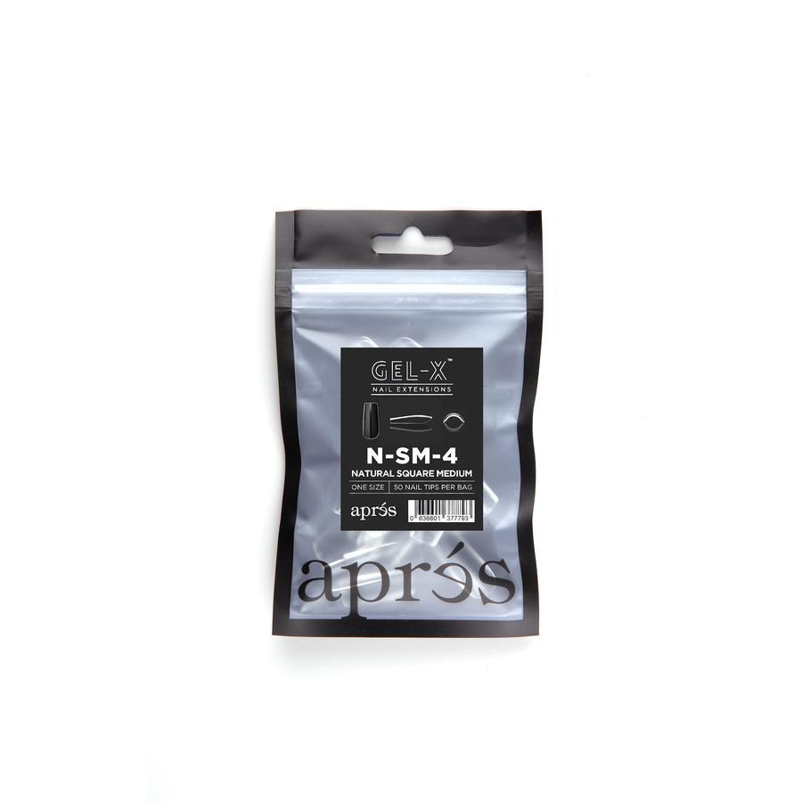 Apres Gel X Refill Bags - Natural Square Medium Size 4 (50 Pcs) | DIY Nail Extension Kit for Salon & Home Manicure | Perfect for Nail Artists & Beginners