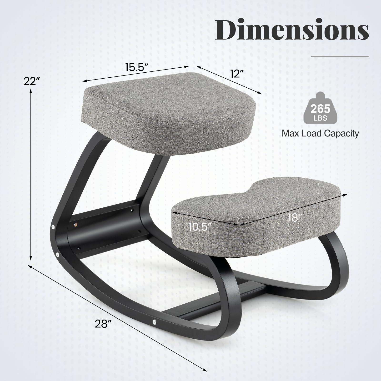 Giantex Ergonomic Kneeling Chair with Padded Cushion - Adjustable Rocking Posture Chair for Back & Neck Pain Relief - Wooden Kneeling Desk Chair for Home Office, Meditation & Yoga - Perfect for Working, Studying & Relaxing