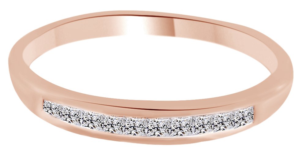 14K Solid Gold Princess Cut Diamond Wedding Band Ring - 0.25 CTTW Natural White Diamond Bridal Ring for Women | Perfect for Engagement, Anniversary & Special Occasion Gifts