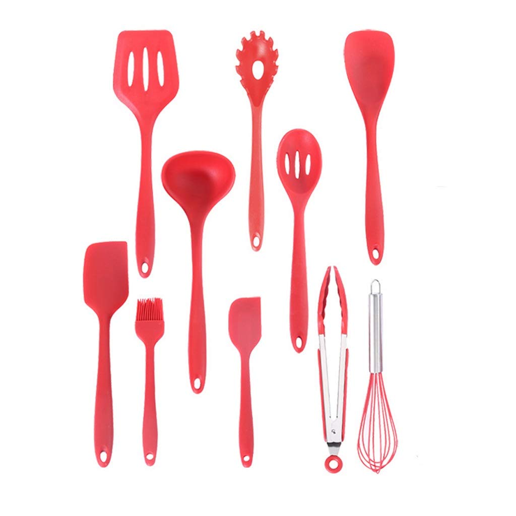 10-Piece Silicone Kitchen Utensil Set - Heat Resistant, Non-Stick Cooking Tools for Baking, Frying & Sauteing - Includes Spatula, Spoon & More (Color Options) - Perfect for Home Chefs & Professional Kitchens