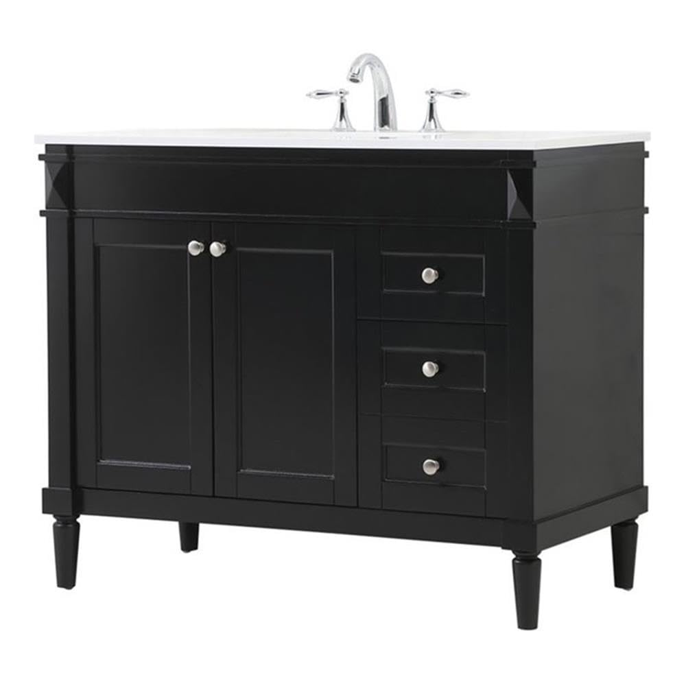 42 Inch Modern Bathroom Vanity with Sink - Elegant Black Storage Cabinet for Bathroom Organization | Perfect for Small Spaces, Powder Rooms & Master Baths