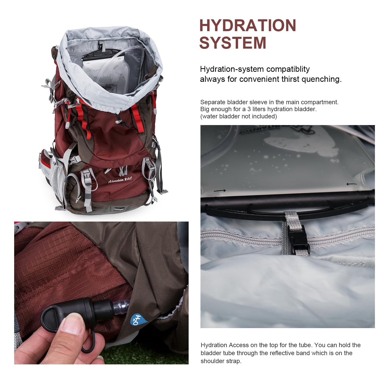 MOUNTAINTOP 80L Hiking Backpack for Men & Women with Rain Cover - Perfect for Camping & Trekking