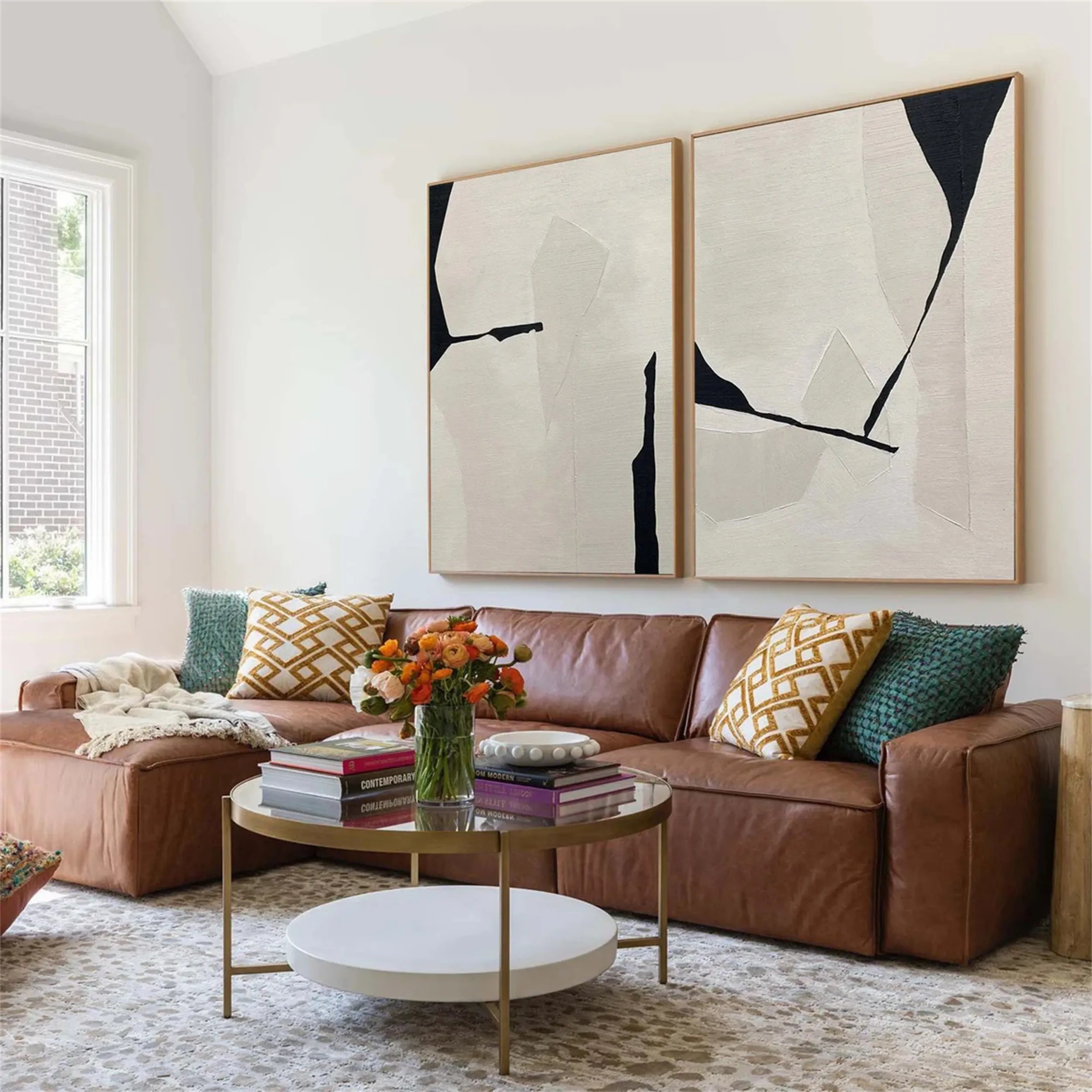 Abstract Tranquility Set of 2 Wall Art Paintings - Modern Minimalist Canvas Prints for Living Room, Bedroom & Office Decor #WS126