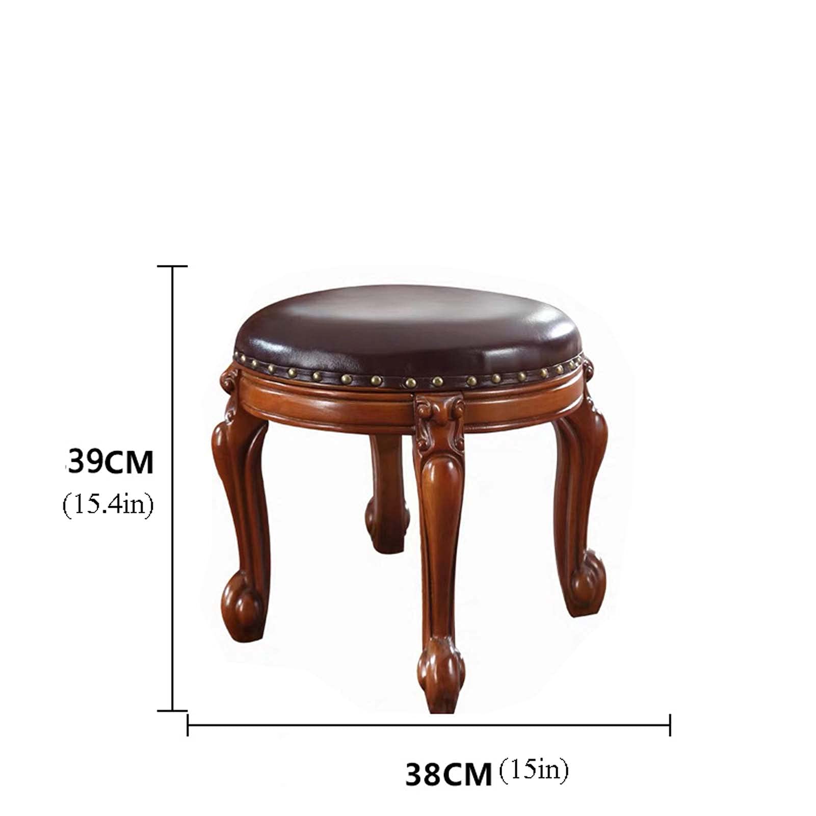 Wooden Foot Rest Ottoman for Under Desk - Round Vanity Stool with 4 Stable Wooden Legs - Perfect for Office, Living Room & Bedroom - Ergonomic Foot Support While Working, Relaxing or Applying Makeup