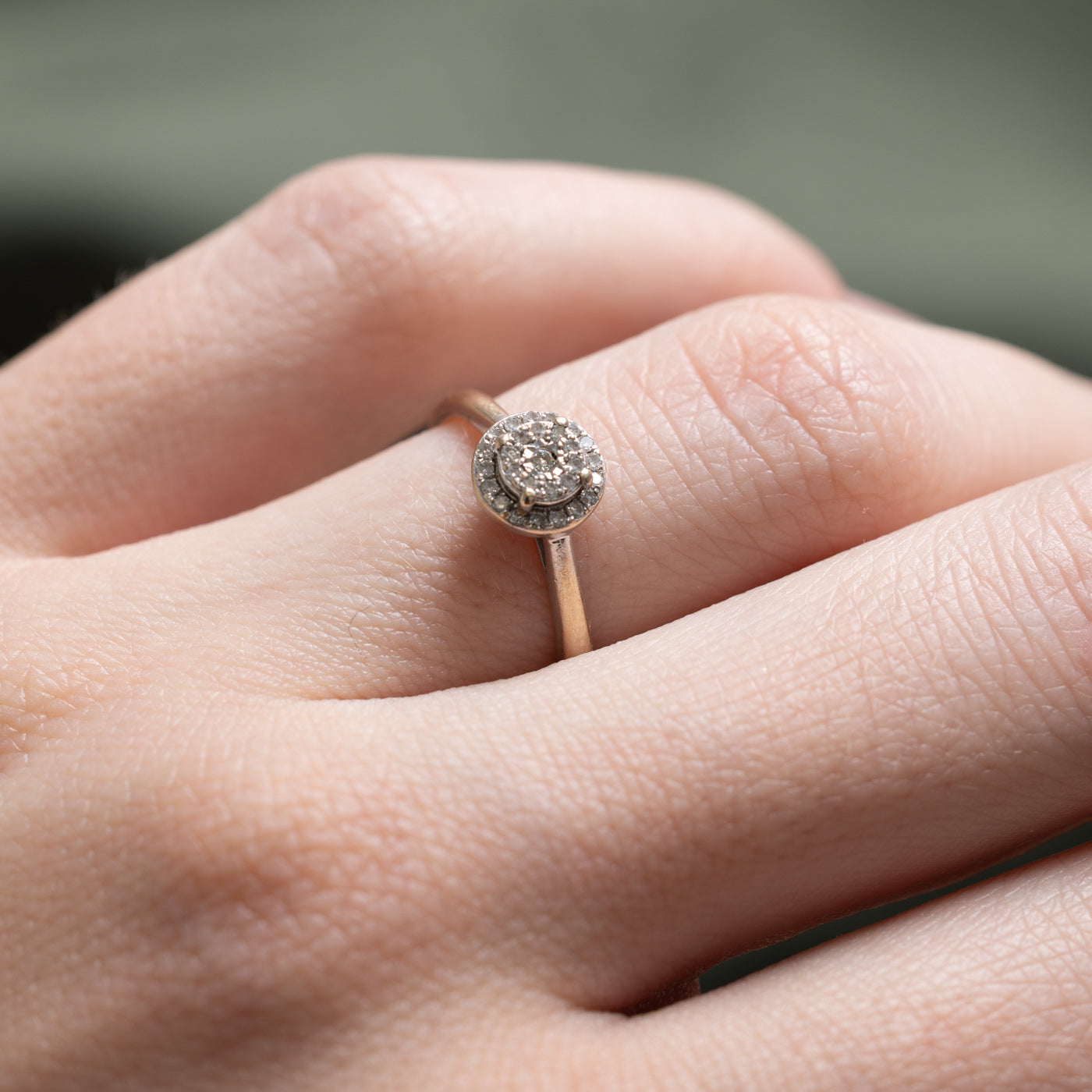 0.12ctw Diamond Cluster Halo Ring - Size 4.5 - Elegant Wedding Band, Anniversary Gift for Her - Perfect for Engagement, Proposal & Special Occasions