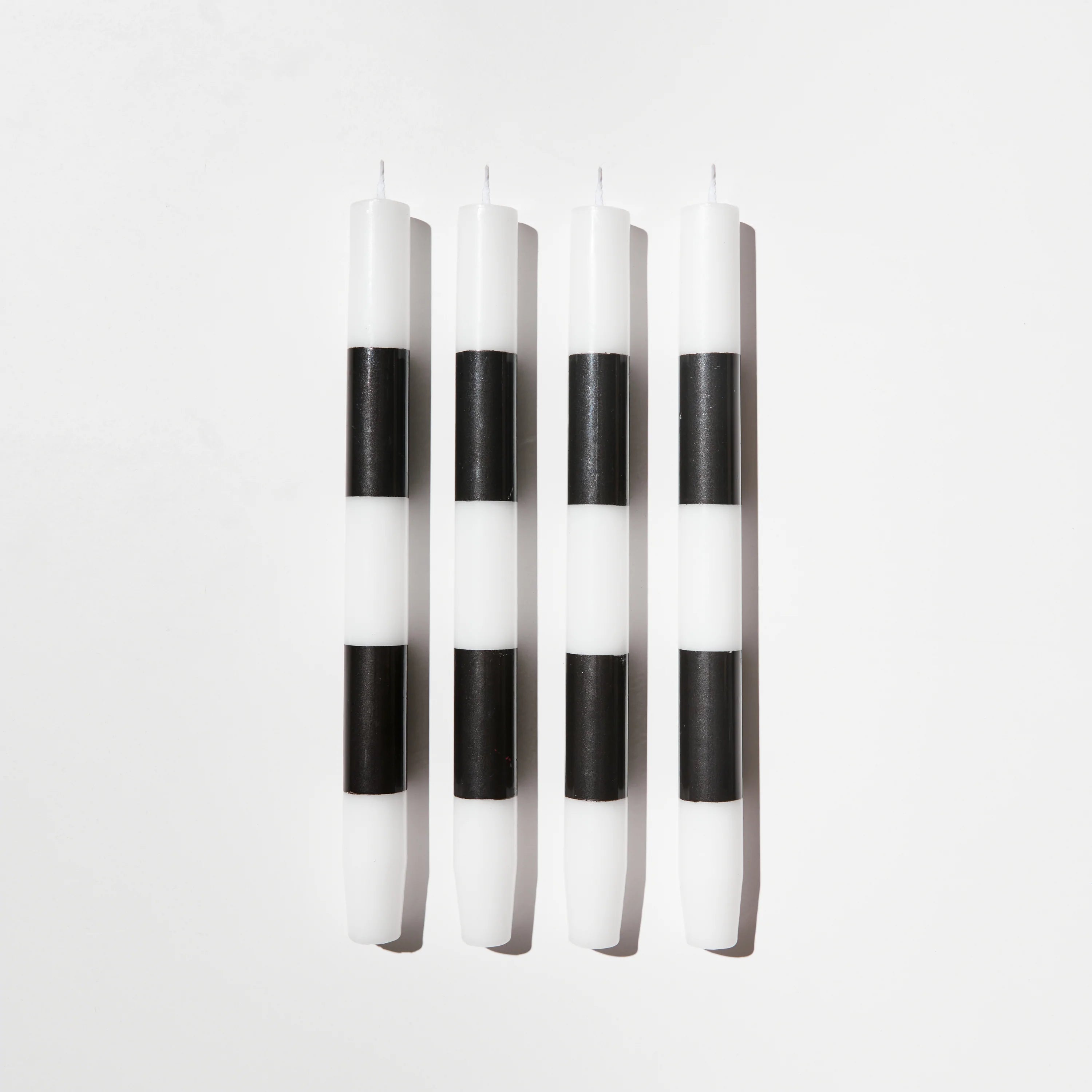 Black and White Striped Candles - Set of 4 - Elegant Decorative Candles for Home, Wedding & Party Decor