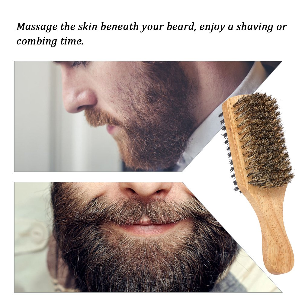 Premium Men's Beard Brush & Mustache Comb Set - Double Sided Wooden Handle for Grooming, Styling & Softening Facial Hair - Natural Wood Beard Care Kit for Daily Use at Home, Travel & Barbershops
