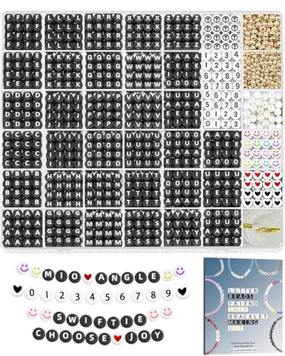White Letter Black Beads