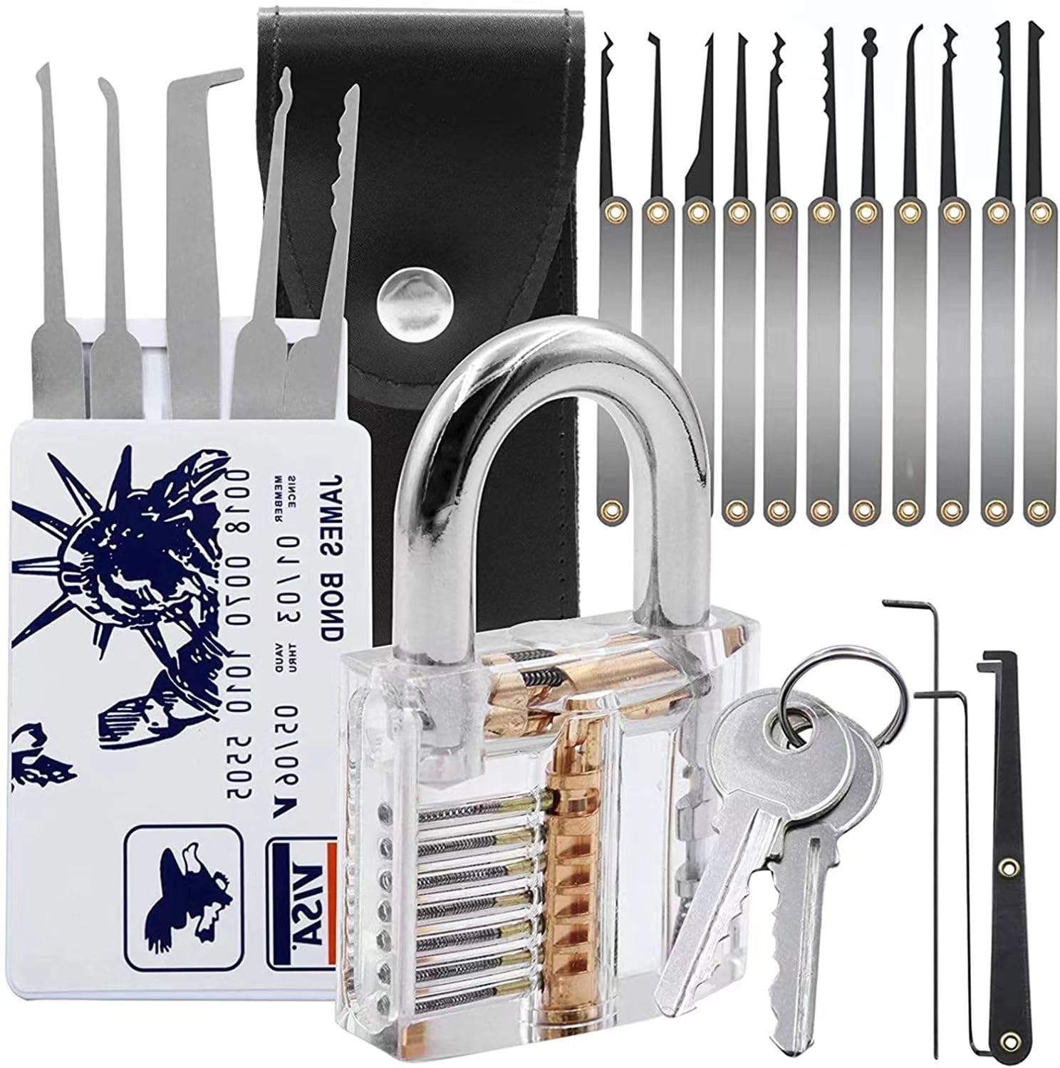 Premium 22-Piece Solid Brass Padlock Repair Tool Kit - High Precision Hook & Pick Set for Lock Maintenance, DIY & Home Security - SC22pcs Black Hand Tool Set with Key - Perfect for Locksmiths, Homeowners & Emergency Lockout Situations